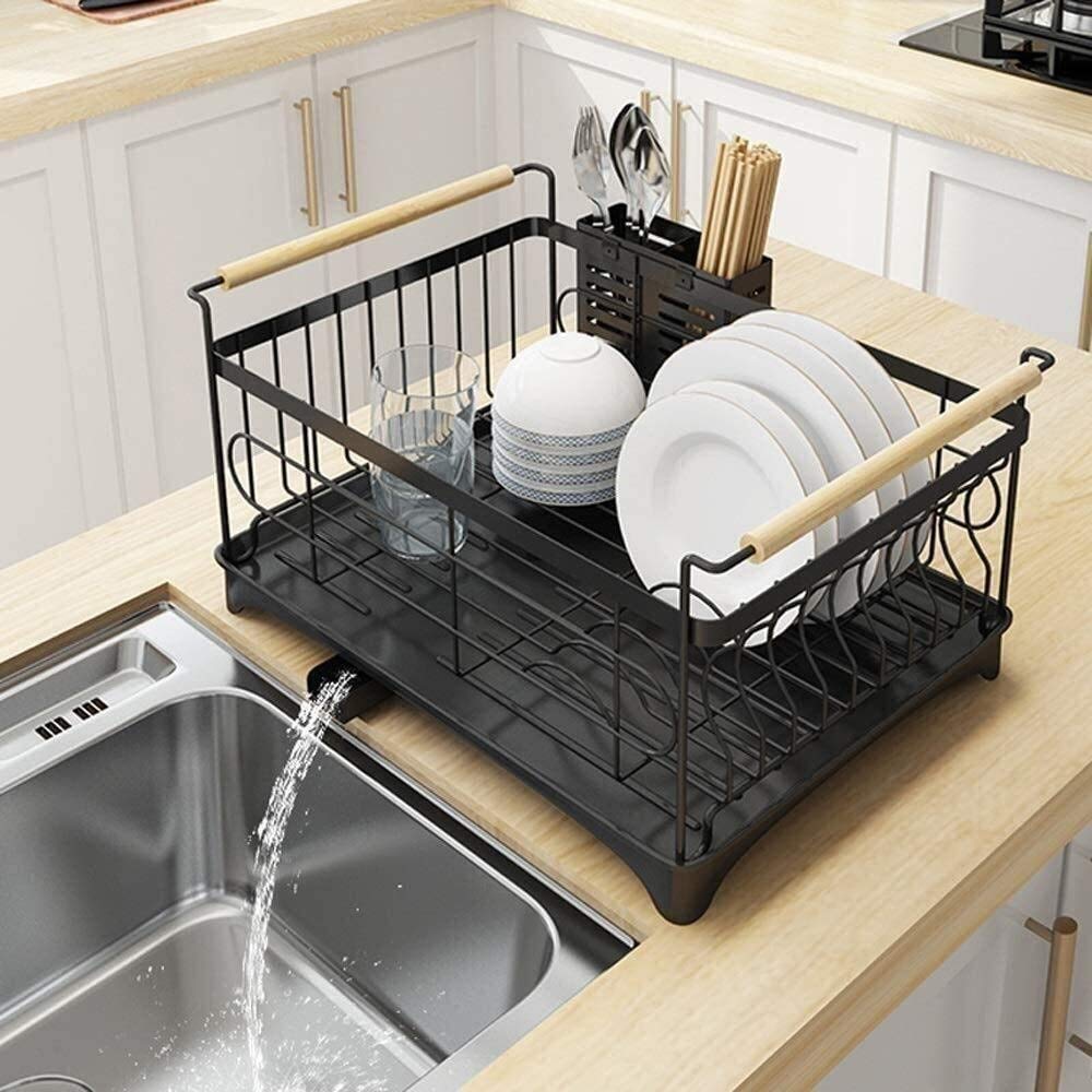 **Stainless Steel Expandable Dish Drying Rack – Adjustable Over Sink or Countertop, Utensil Holder & Rustproof Drainer for Kitchen Organization | Perfect for Small Spaces & Apartment Living**