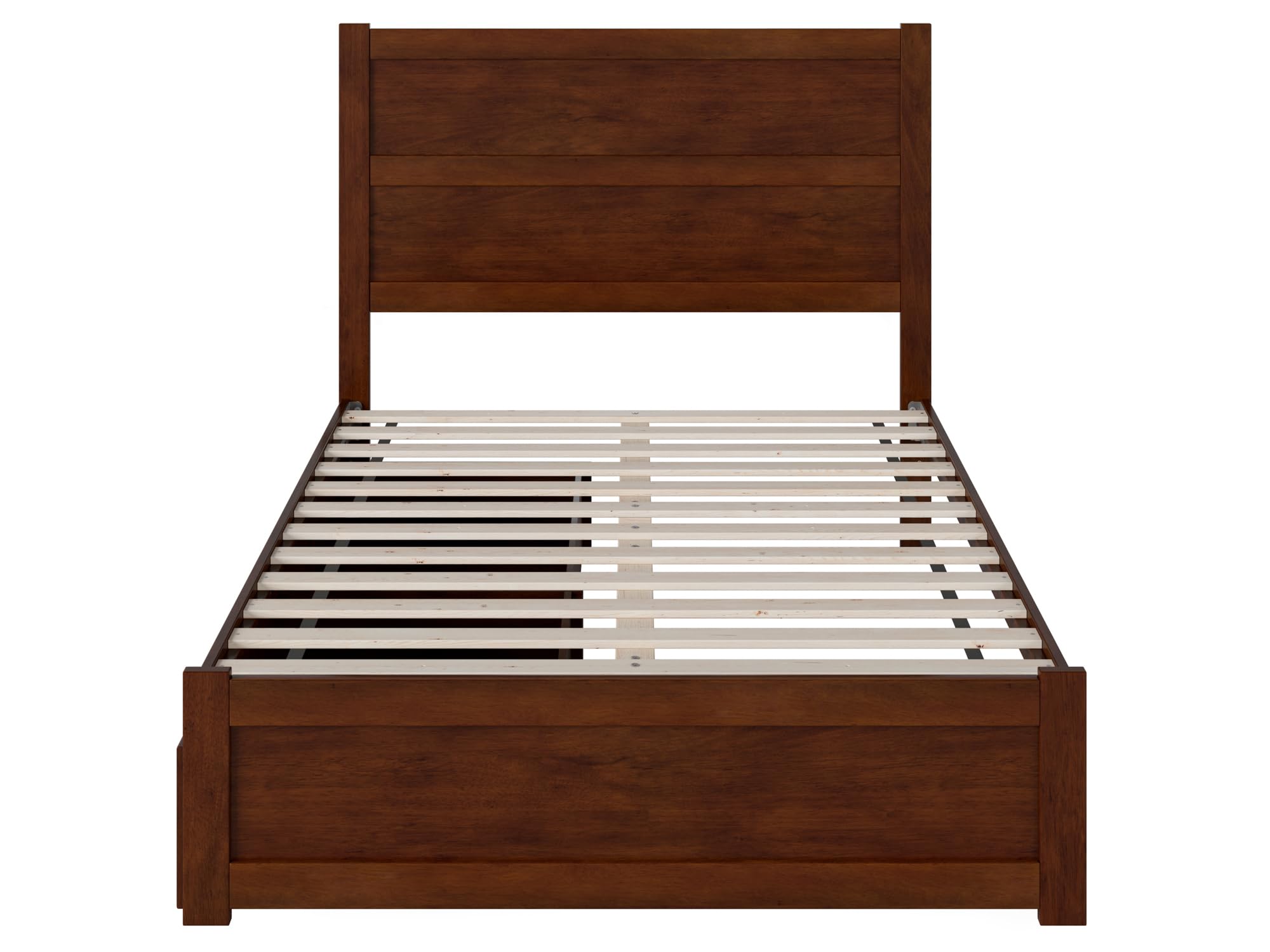 AFI NoHo Full Size Platform Bed with Footboard & Storage Drawers in Walnut - Modern Wooden Bed Frame for Small Spaces & Guest Rooms - Perfect for Apartments, Dorms & Home Bedrooms
