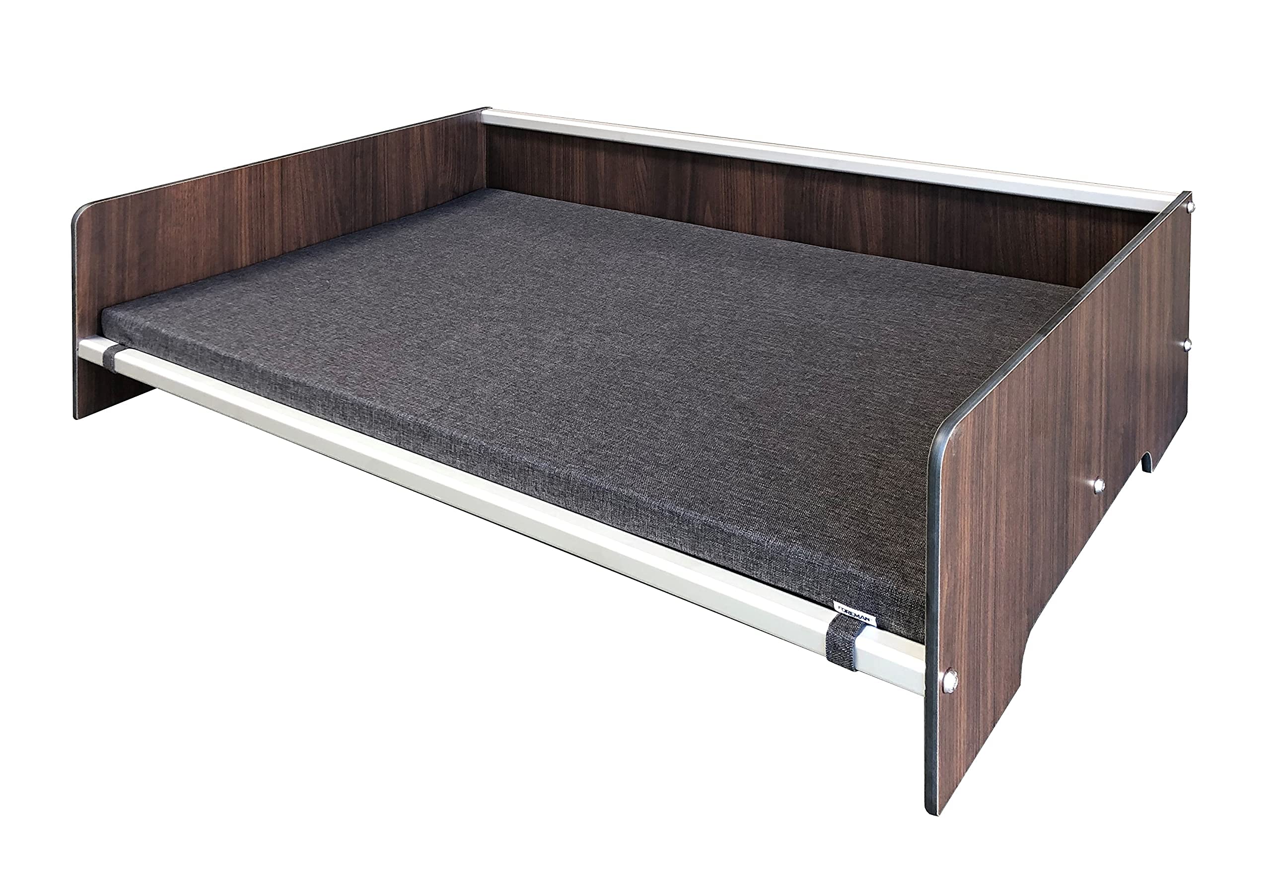**Waterproof Contemporary Comfort Dog Bed with Backrest - Orthopedic Pet Bed for Dogs & Cats, Durable Compact Laminate & Aluminum Frame, Dark Grey Mattress - Perfect for Indoor, Outdoor & Travel Use**