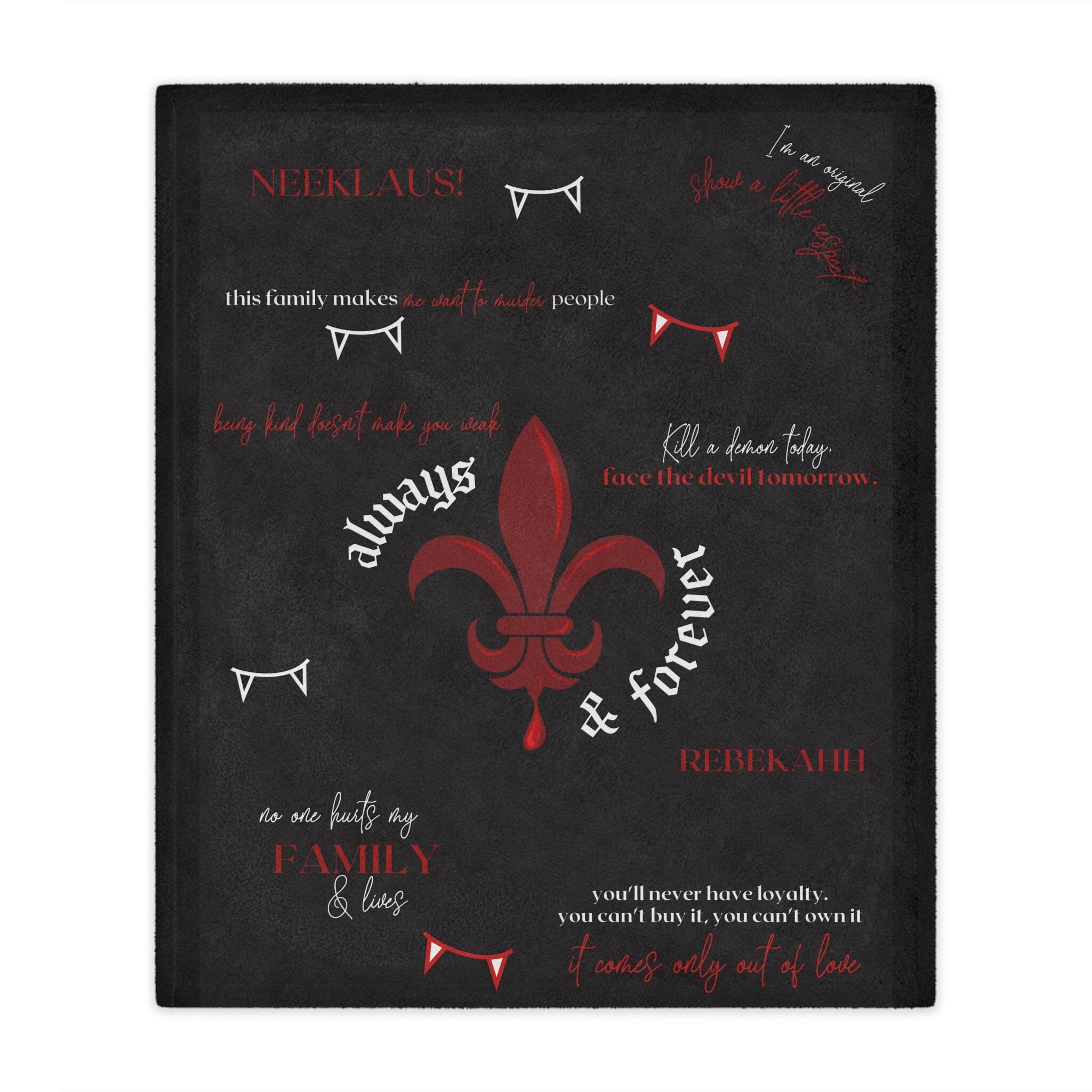 The Originals TV Show Quotes Blanket - Vampire Diaries Merchandise, Custom Quote Throw Blanket for Fans, Klaus Mikaelson Inspired Gift - Perfect for Cozy Nights & TVD Themed Decor