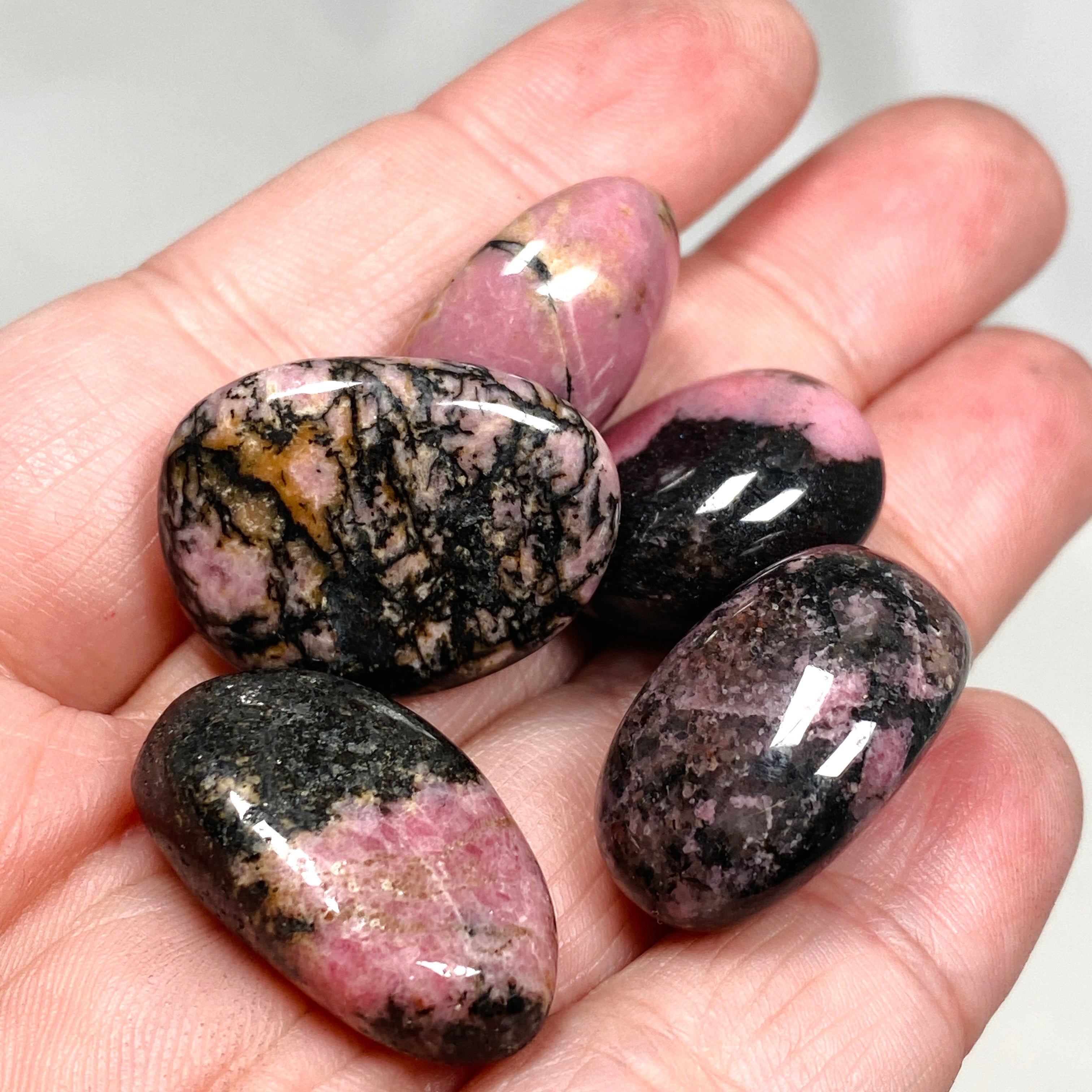Natural Rhodonite Tumbled Stones for Healing, Meditation & Jewelry Making - Perfect for Reiki, Chakra Balancing & Home Decor