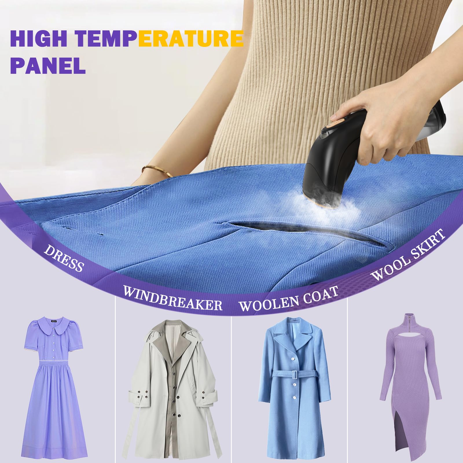 Rolipo Handheld Garment Steamer for Wrinkle Removal - Compact & Portable Clothes Steamer for Home, Travel, Office - Perfect for Suits, Dresses, Curtains & Quick Outfit Refresh