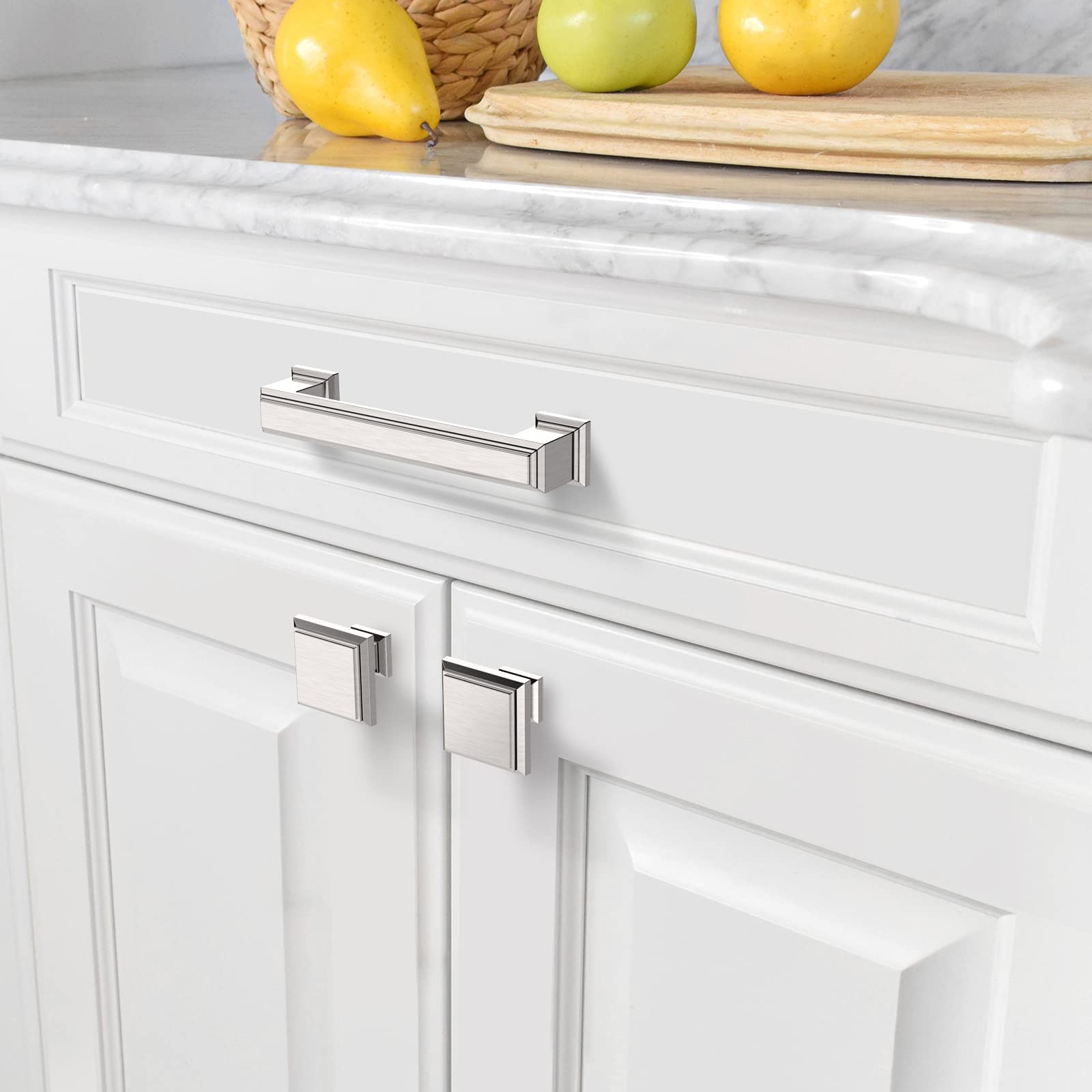 Amerdeco 10 Pack Brushed Nickel Cabinet Pulls 3-3/4 Inch for Kitchen & Bathroom