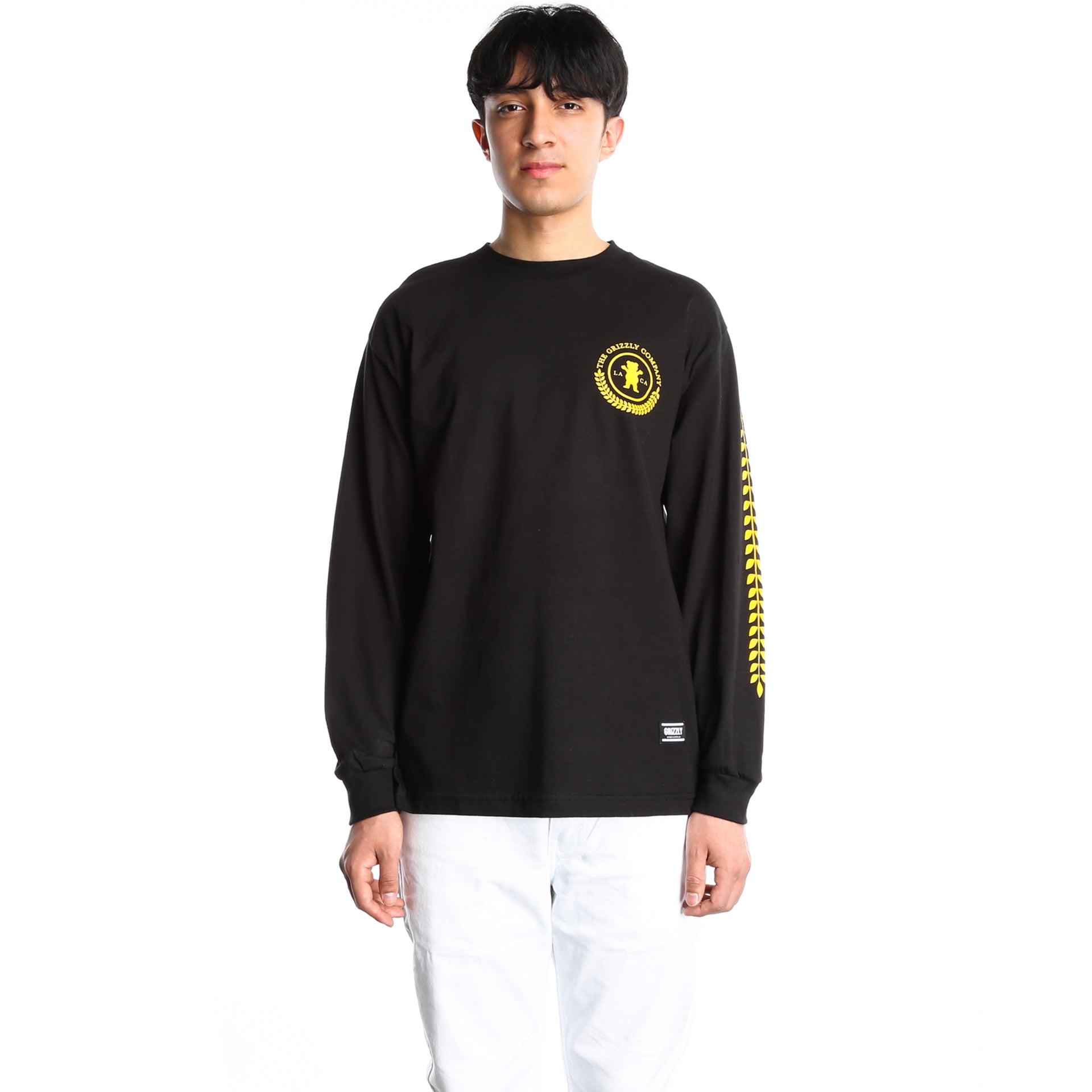 Grizzly Premium Long Sleeve T-Shirt for Men - Soft Cotton Comfort Fit Black Tee - Casual Wear, Workout & Outdoor Activities