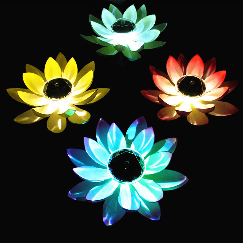 Solar Powered Floating Pool Lights - Color Changing LED Lotus Flower Lights, Waterproof Outdoor Pond Lights with Auto On/Off for Garden, Pool, Party Decor | Perfect for Backyard, Wedding, Landscape Lighting