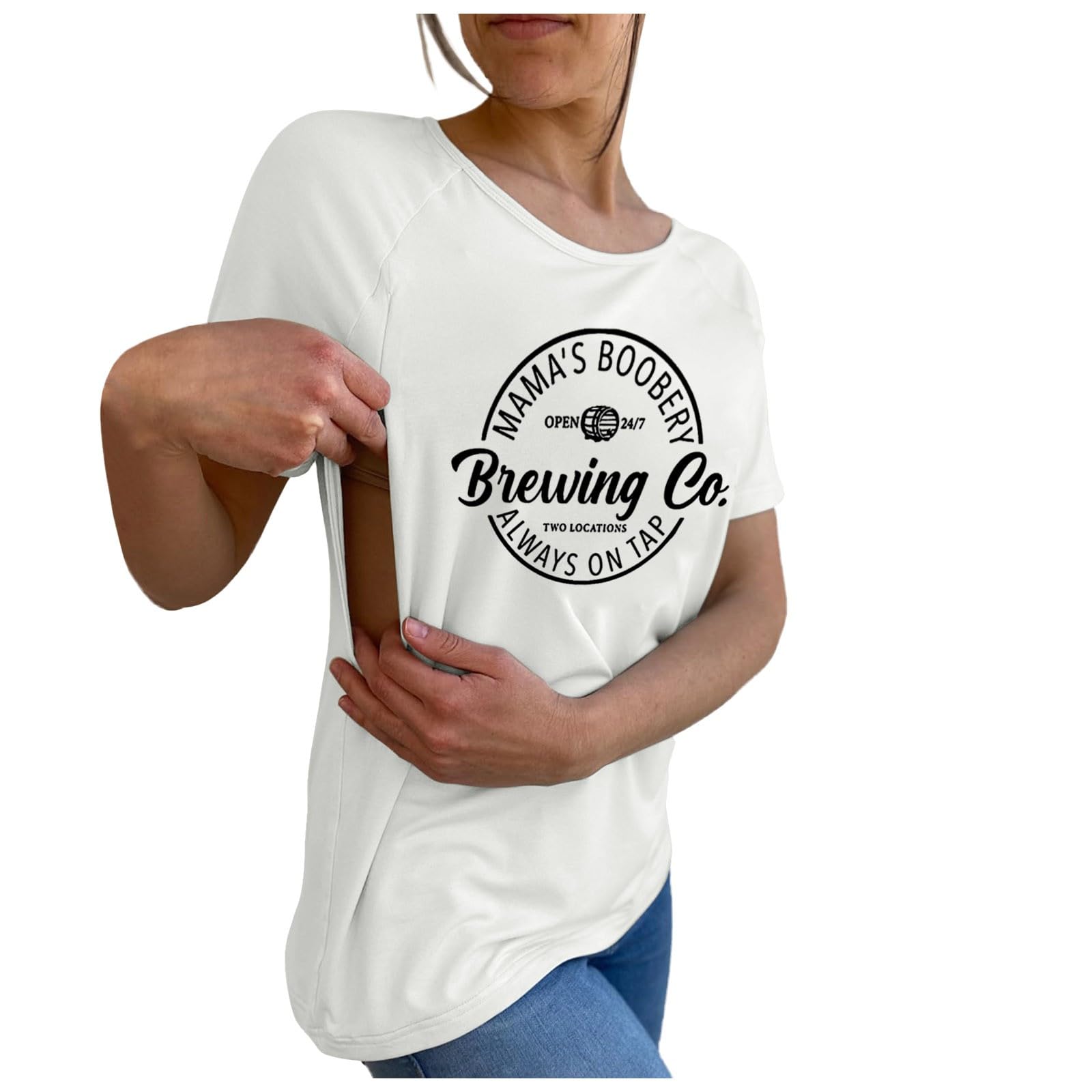 Nursing Shirts for Women - Comfortable Maternity Breastfeeding Tops with Zipper, Summer Nursing Tees for New Moms - Perfect for Nursing, Pumping & Everyday Wear