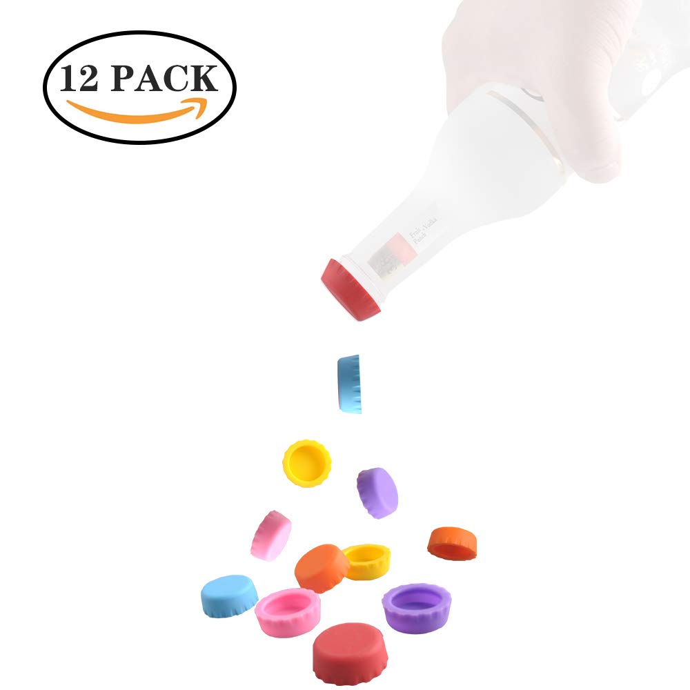 Reusable Silicone Bottle Caps - 12 Pack Multicolor Beer & Soda Stoppers | Leak-Proof Seal for Glass Bottles, Homebrew, Beverages | Perfect for Parties, BBQs, Picnics & Kitchen Storage