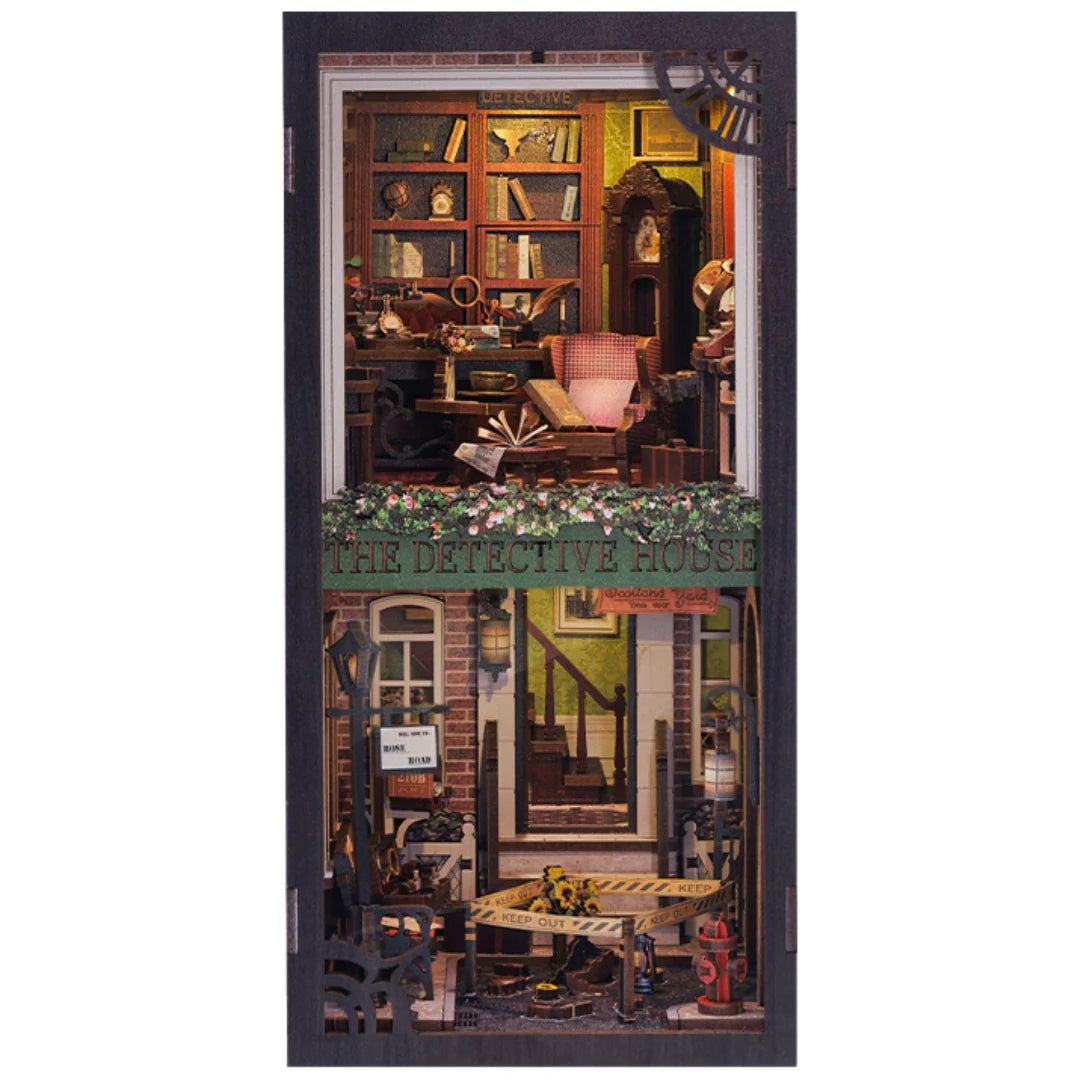 Book Nook Kit: Rose Detective Agency with Dust Cover - DIY Miniature Bookshelf Insert for Home Decor, Gift for Book Lovers & Mystery Enthusiasts - Perfect for Living Room, Bedroom & Office Display