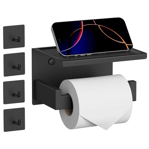Black With Shelf + 4 Hooks