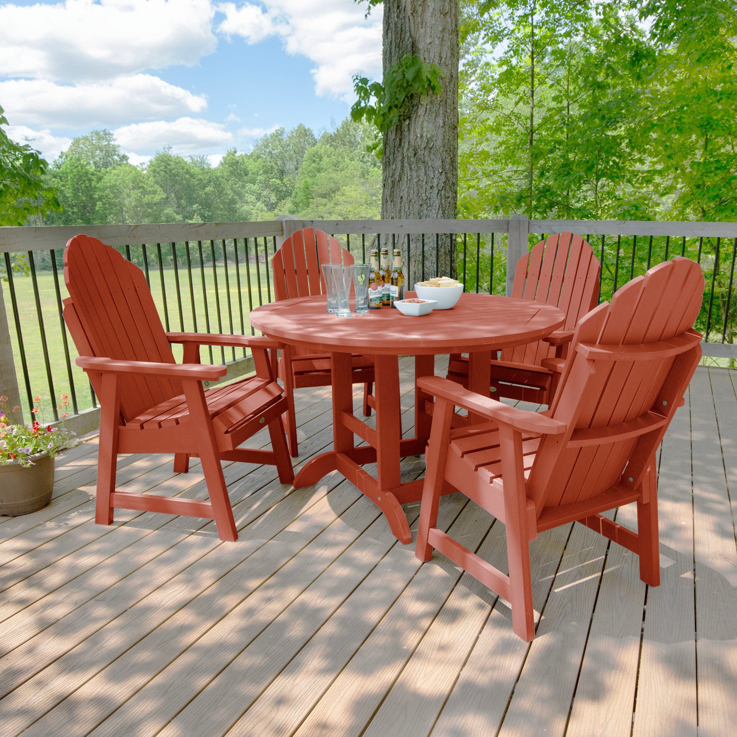 Hamilton 5-Piece 48-Inch Round Dining Table Set with Chairs - Perfect for Indoor Dining Rooms, Kitchens, and Outdoor Patios