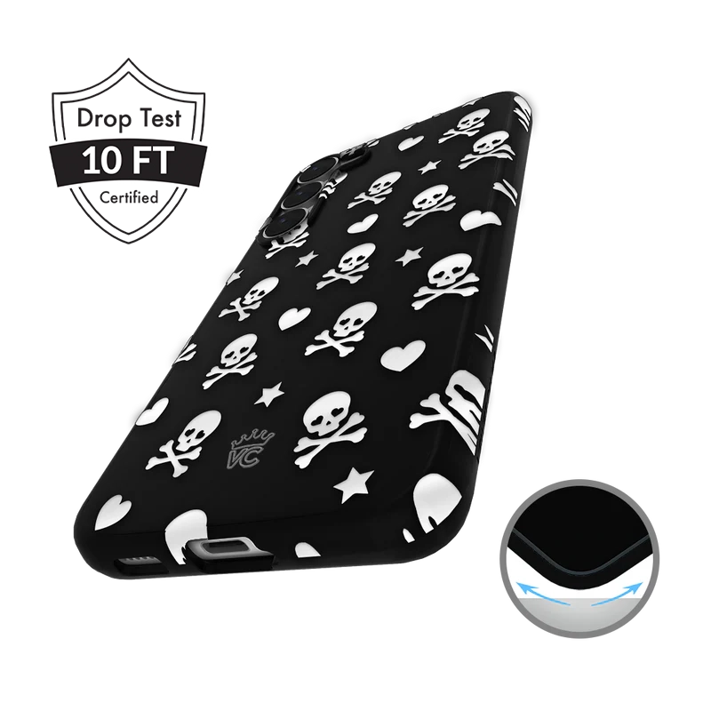 Stylish Chrome Skull Design Samsung Phone Case - Durable Protection for Galaxy S21/S20/Note 20 - Perfect for Halloween, Gothic Fashion & Motorcycle Enthusiasts