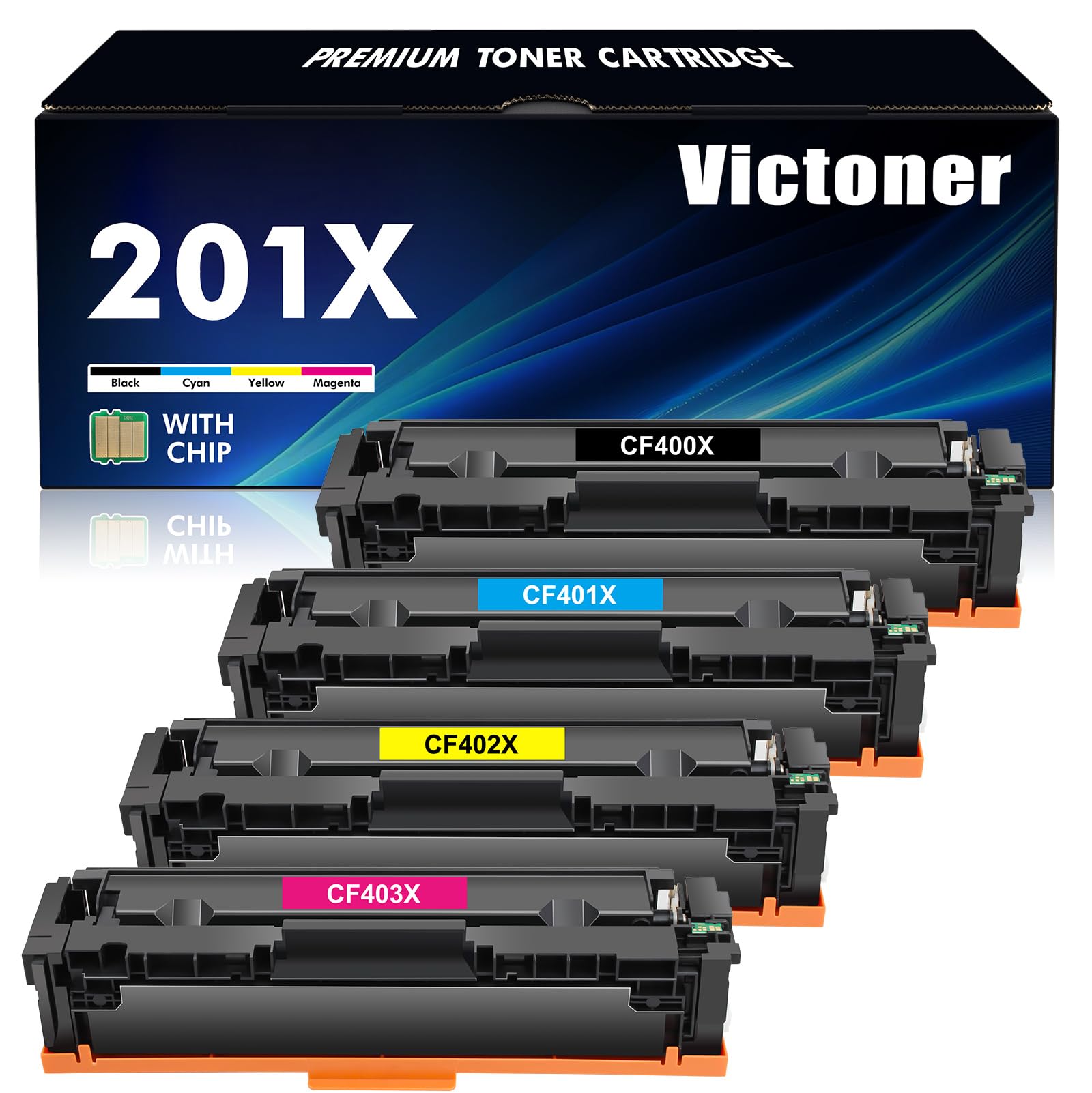 Compatible HP 201X 201A Toner Cartridge 4-Pack (Black, Cyan, Yellow, Magenta) - Replacement for HP Color Pro MFP M277dw, M252dw, M277c6, M277, M252 Printers - Perfect for Office & Home Printing Needs