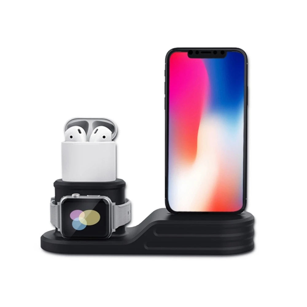 Multi-Device Charging Station for Apple Watch, AirPods & iPhone - 3-in-1 Fast Wireless Charger Dock for Home, Office & Travel