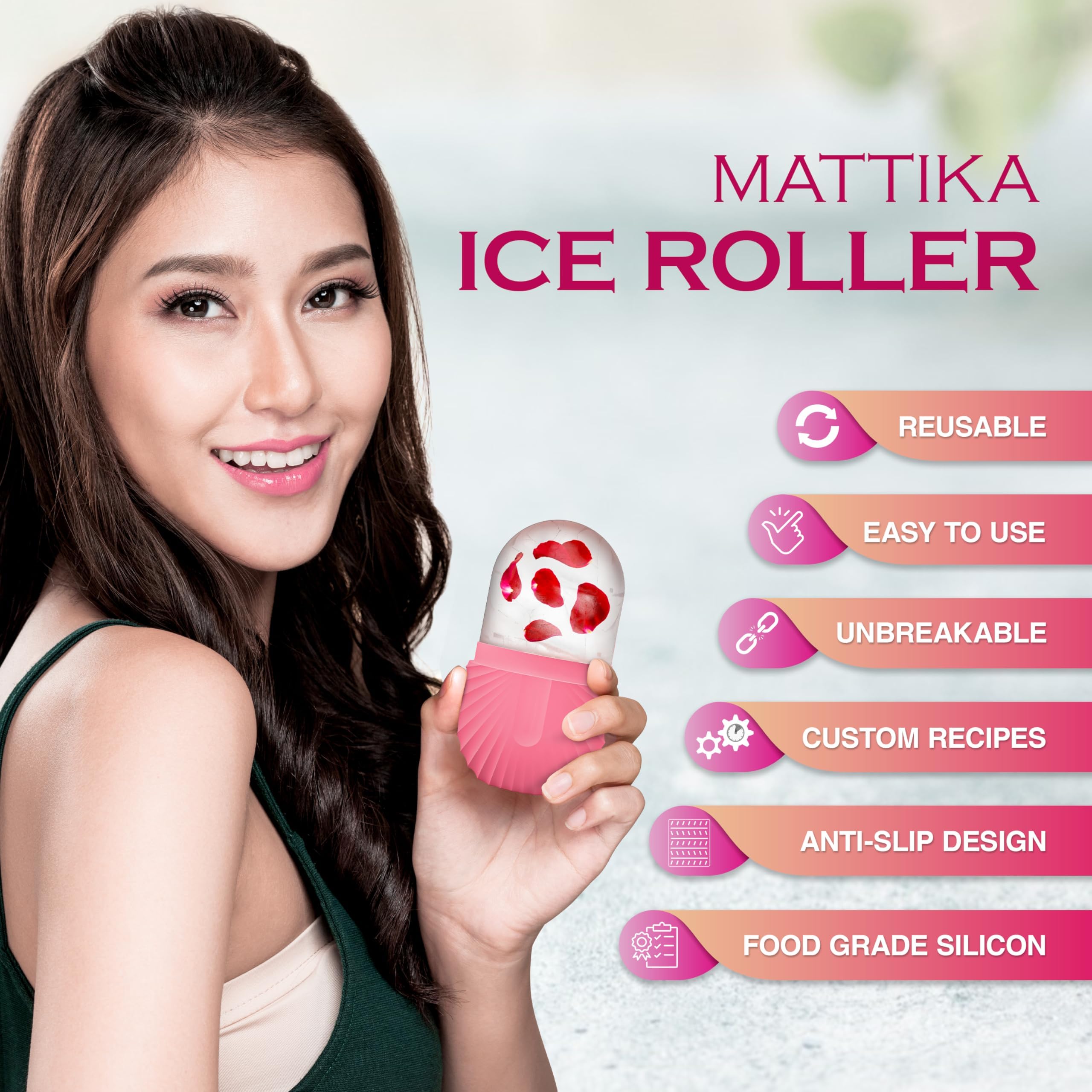 **Pink Ice Roller for Face & Eyes - Natural Glow & Skincare, Gua Sha Massage Tool, Cooling Facial Cube - Perfect Beauty Gift for Men & Women - Use for Puffiness, Dark Circles & Post-Workout Recovery**