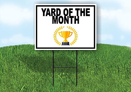 Double Sided Yard of The Month Sign - Black & Gold Trophy Design with Stand - Perfect for Neighborhood Awards, Home Recognition & Roadside Display
