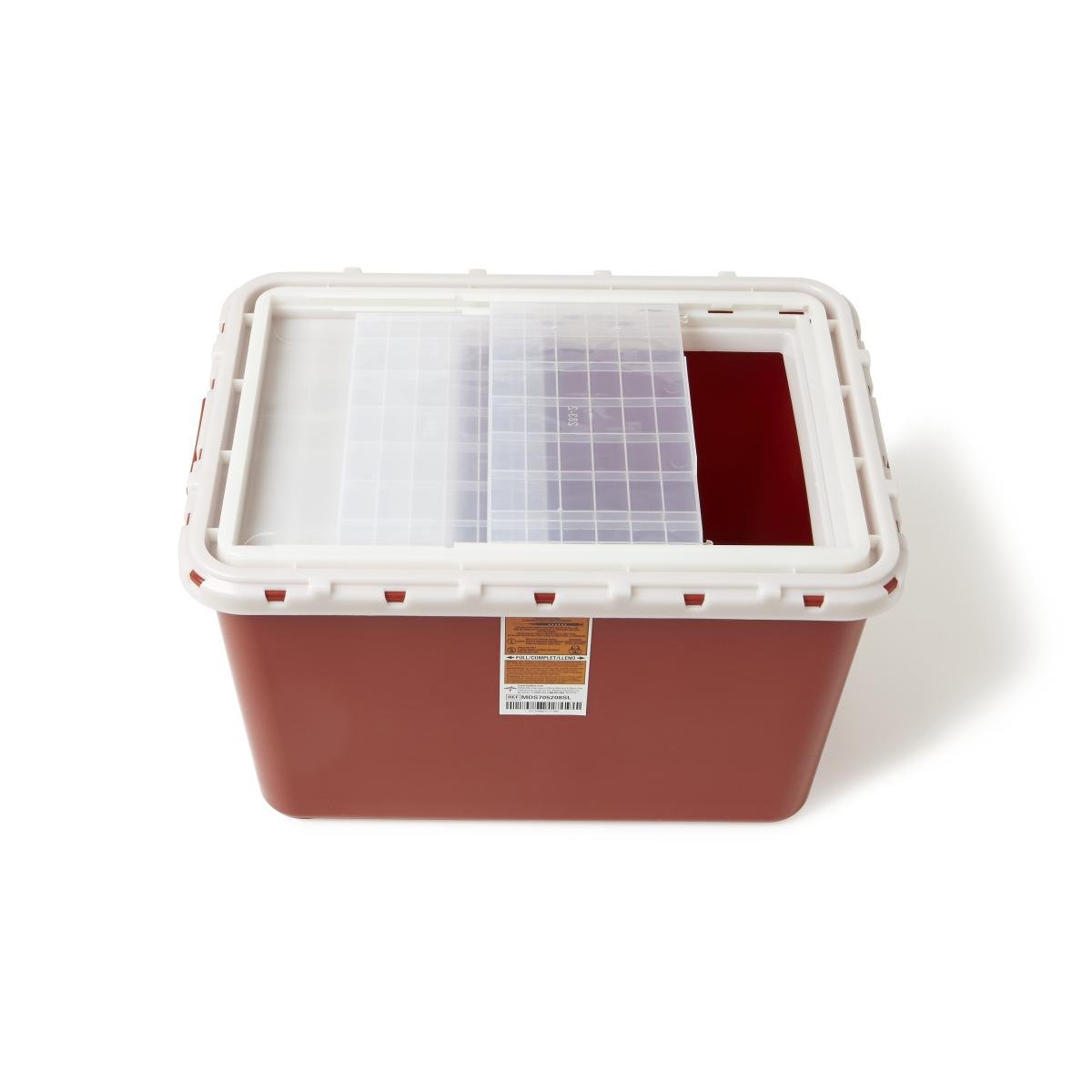 Medline Premium 8 Gallon Biohazard Waste Containers with Slide Access - Secure Red Medical Waste Disposal for Hospitals, Clinics & Labs | Ideal for Needles, Sharps & Hazardous Materials Disposal