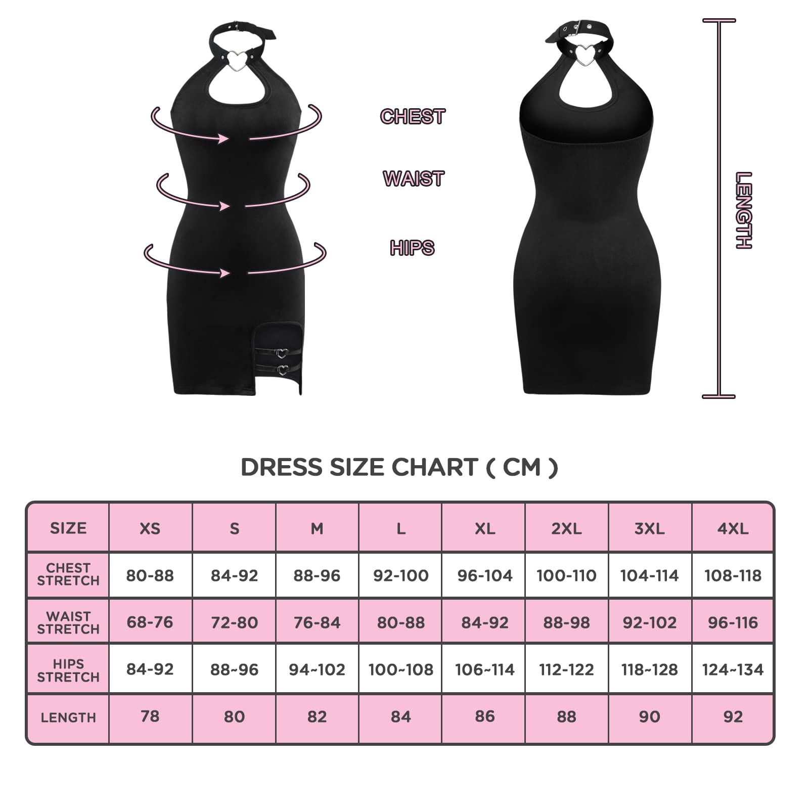LittleForBig Women's Cotton Overall Vampy Collar Bodycon Mini Dress - Sexy Gothic Lolita Fashion, Pink (XS-XXXXL) | Perfect for Cosplay, Halloween, Gothic Parties & Alternative Fashion Outfits