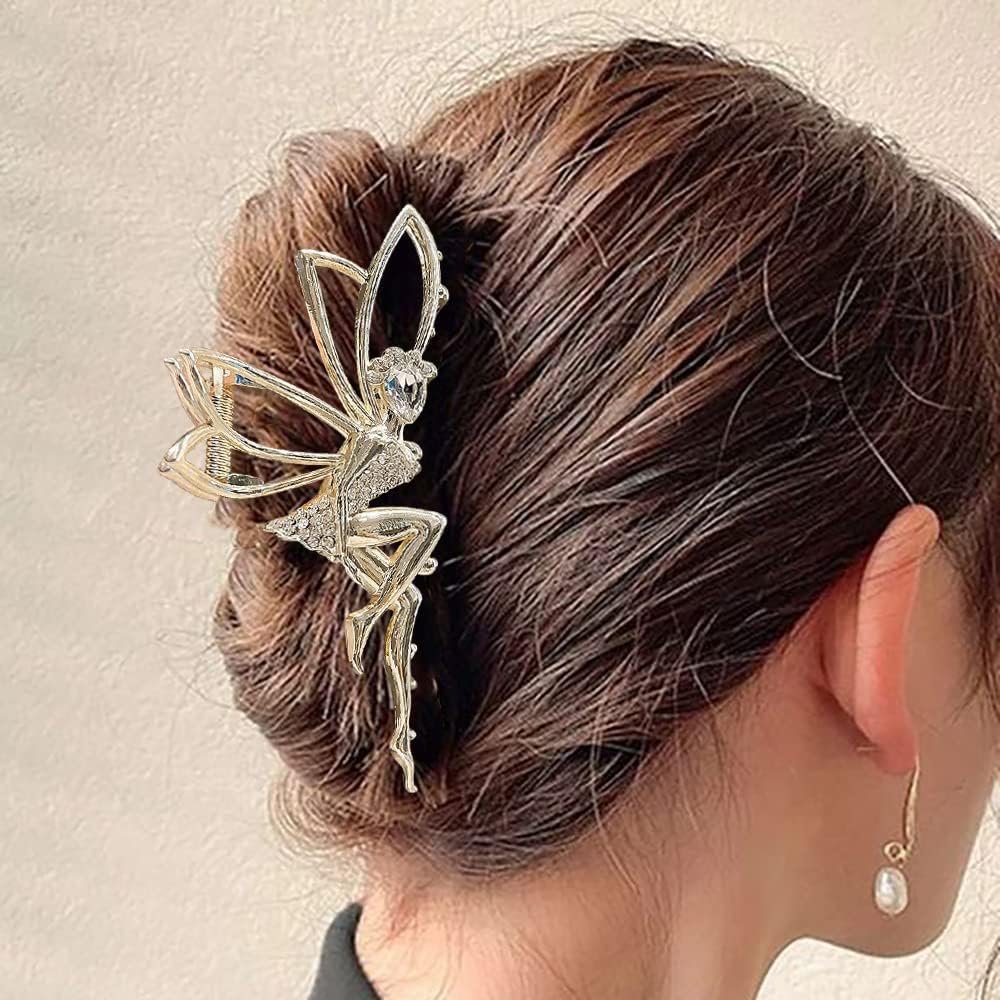INHEAVEN 1PC Rhinestone Hair Claw Clip for Women - Elegant Metal Hair Clips with Dancing Girl Design, Multi Color Hair Accessories for Party, Wedding, Daily Use