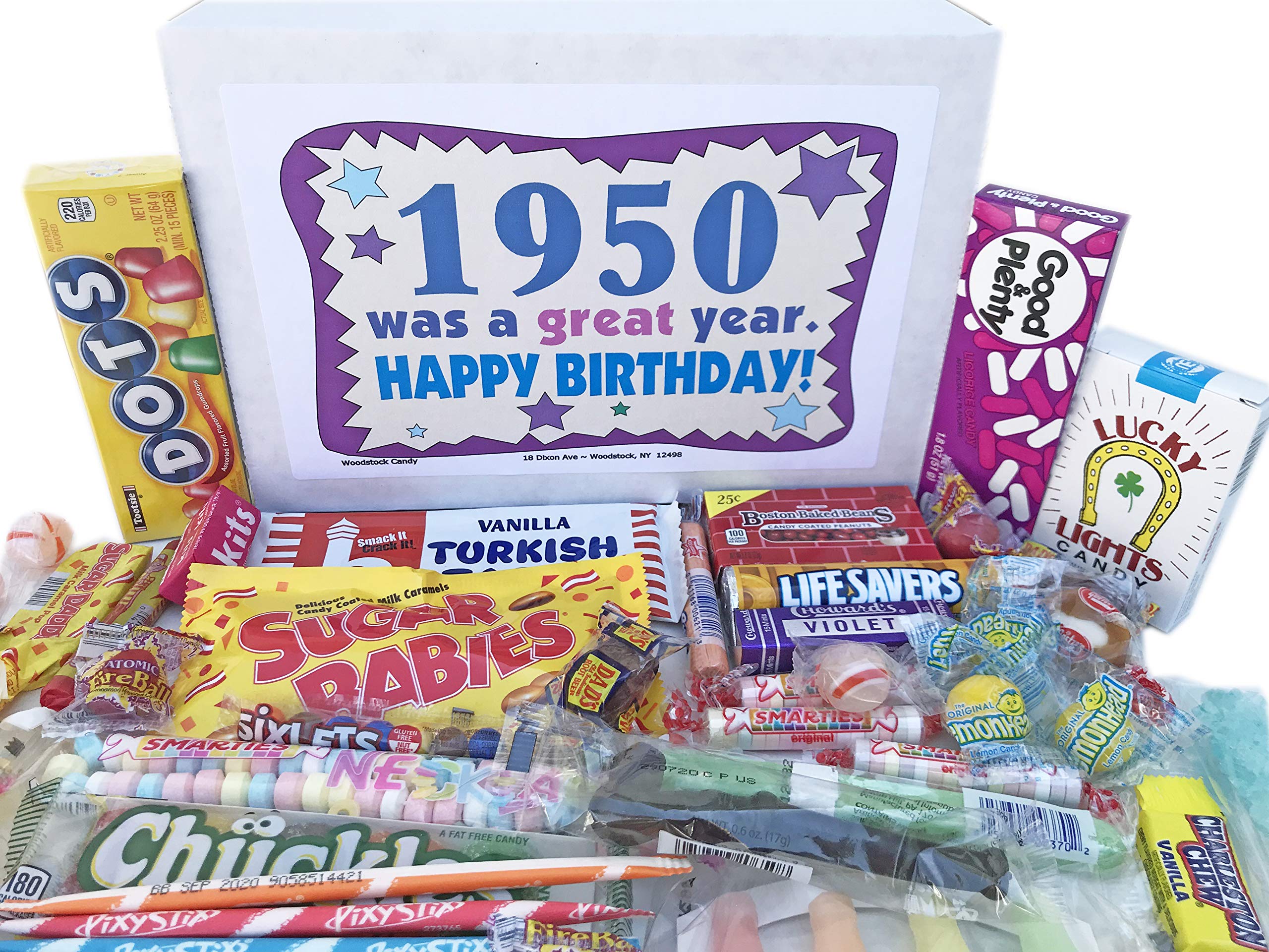 Vintage 1950s Retro Candy Gift Box - 75th Birthday Nostalgic Candy Assortment for Men & Women Born in 1950 | Perfect for Birthday Parties, Anniversary Celebrations & Childhood Memory Gifts