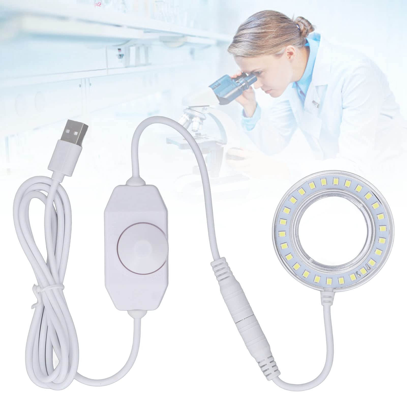 Adjustable LED Ring Light for Microscope - Spiral Buckle Design for Lab & Hobby Use