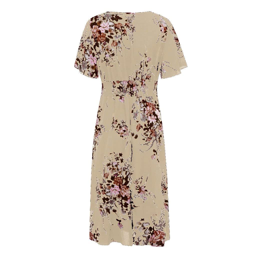 **Plus Size Women's Floral Maxi Dress with Ruffles & Flutter Sleeves - Boho Tiered V-Neck A-Line Summer Dress - Perfect for Beach Vacations, Weddings & Casual Outings**