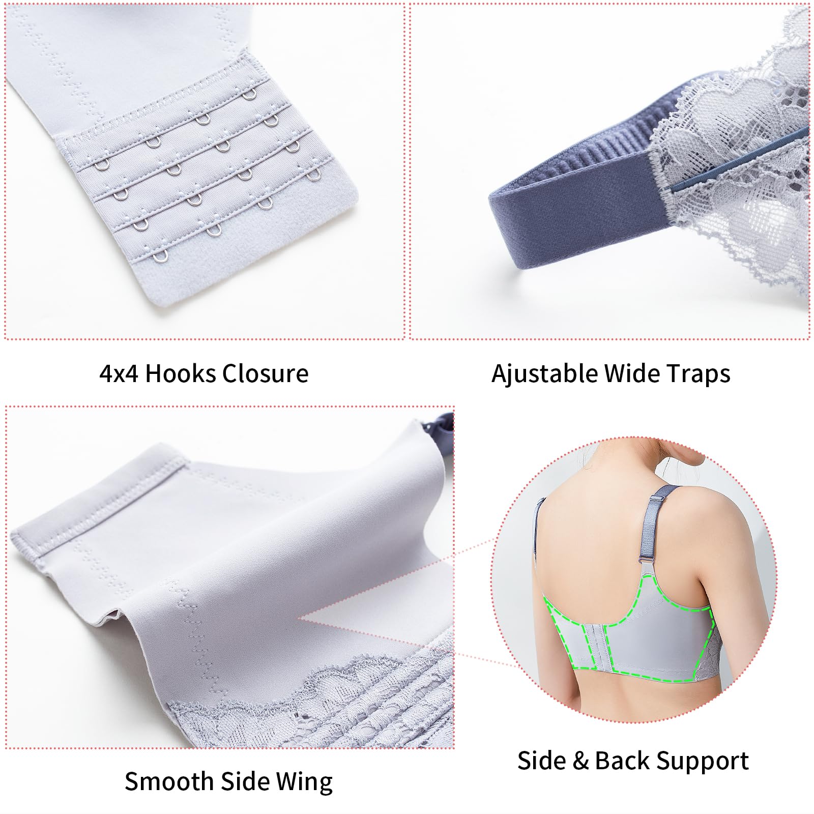 Baetty Wireless Bras for Women - No Underwire, Unpadded Full Coverage Comfort Bra 4548 | Perfect for Everyday Wear, Yoga & Lounge