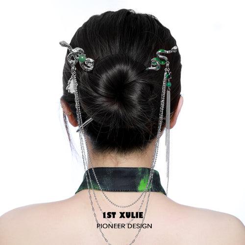 18k Gold Plated Slytherin House Snake Hair Clip - Detachable Spirit Animal Hairpin for Women | Perfect for Harry Potter Cosplay, Fantasy Costumes & Witchy Aesthetic