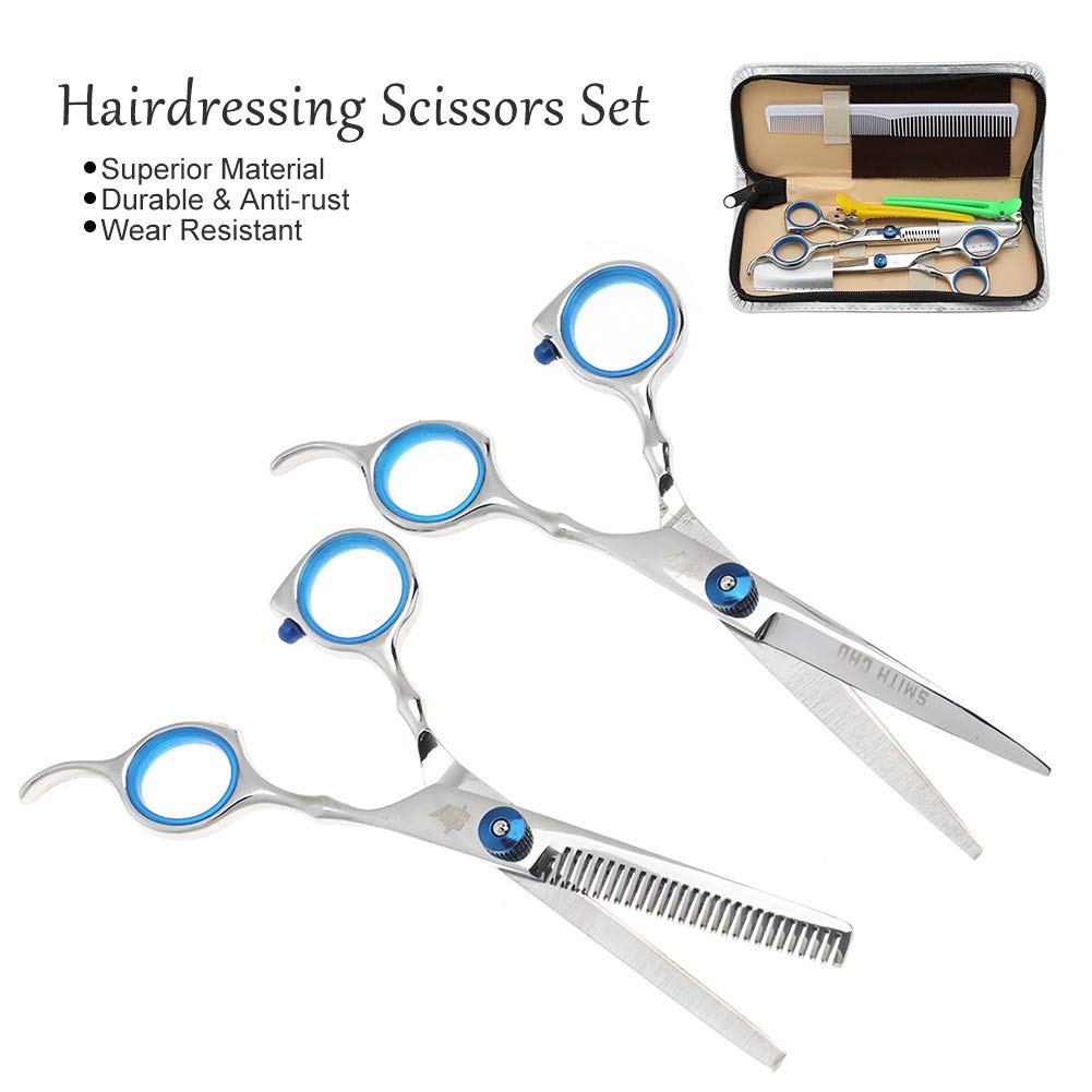 Professional Set of 2 Hair Cutting & Thinning Scissors with Upgraded Blue Screw (XK01-BB) - Perfect for Salon Stylists & Home Haircuts
