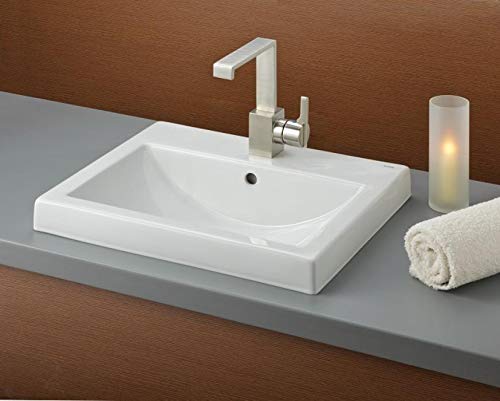 Cheviot Camilla Semi-Recessed Bathroom Sink - Vitreous China Porcelain - White - Perfect for Modern Vanities & Powder Rooms