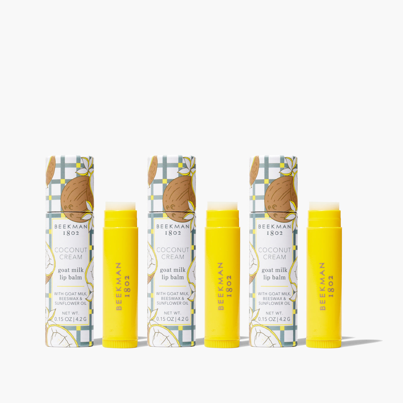 Organic Coconut Cream Lip Balm Set of 3 - Moisturizing & Nourishing Lip Care for Dry Lips - Perfect for Winter, Travel & Daily Hydration