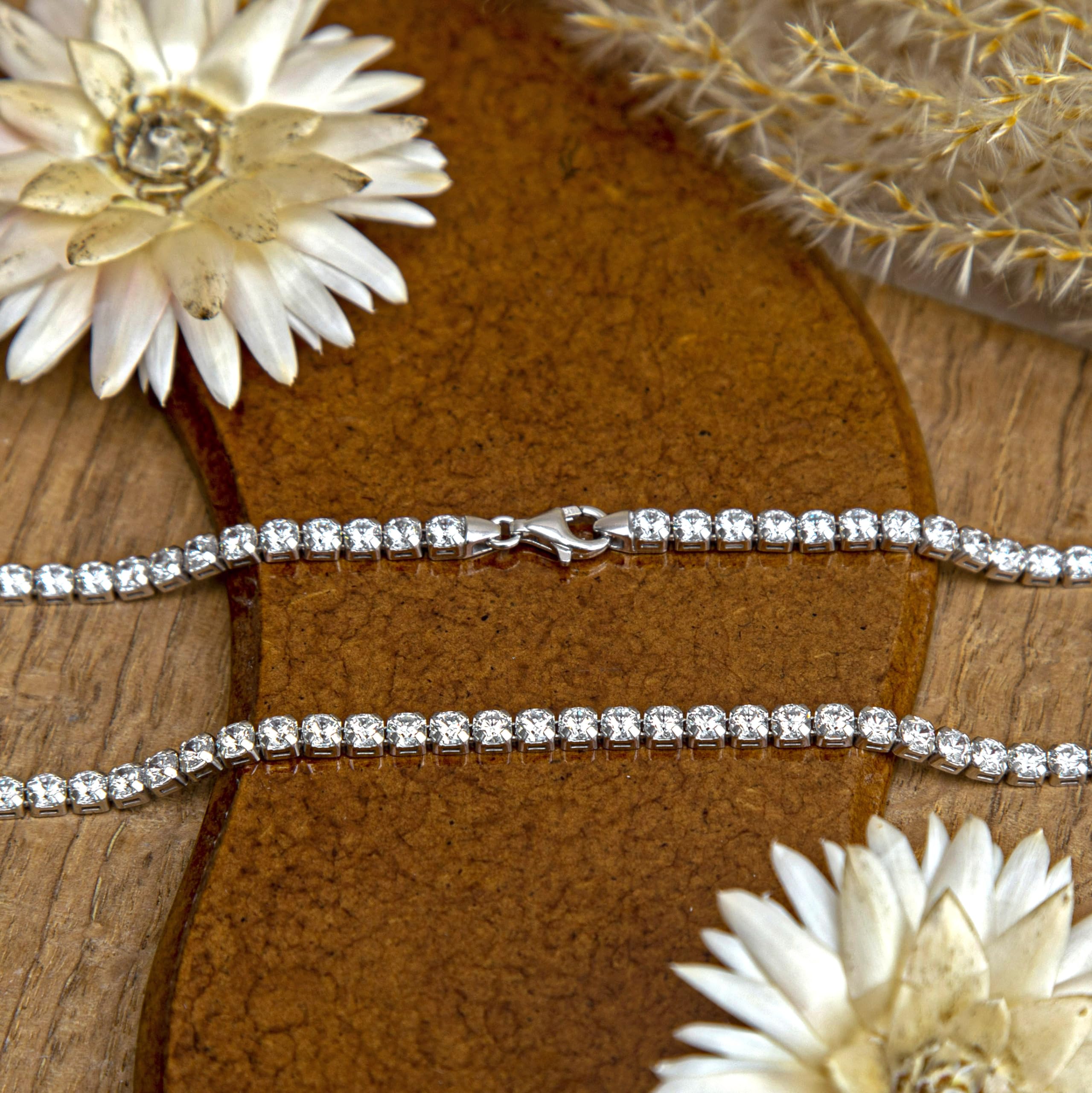 Tuscany Silver Women's Sterling Silver 3mm CZ Tennis Bracelet & Necklace Set - Elegant Jewelry for Everyday Wear, Parties & Special Occasions