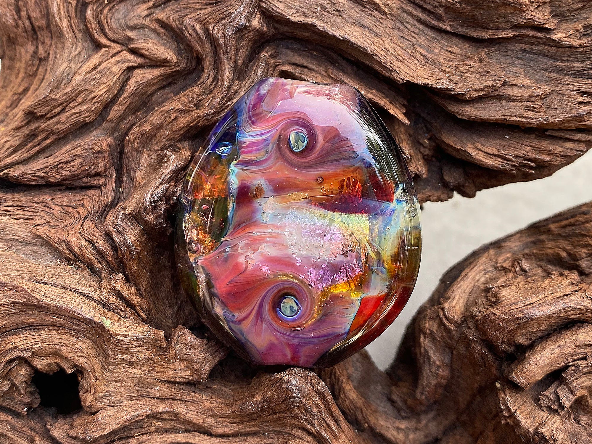 Handmade Pink Swirls Lampwork Glass Focal Bead for Jewelry Making - DIY Necklace, Bracelet, Earrings Designs - Perfect for Beaders and Craft Enthusiasts