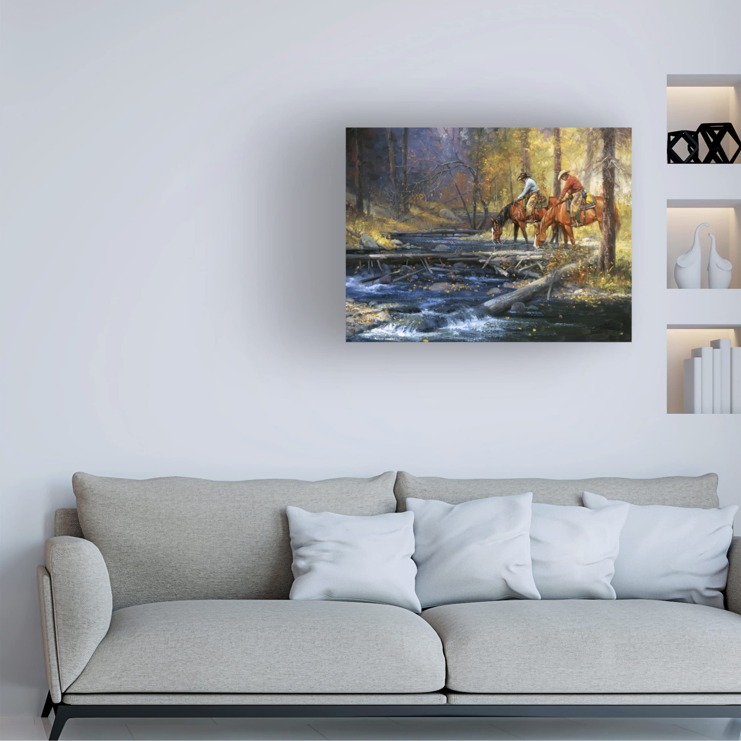Jack Sorenson 'Cold Water And Falling Leaves' Canvas Wall Art Print - Modern Nature Landscape Painting for Living Room, Bedroom & Office Decor