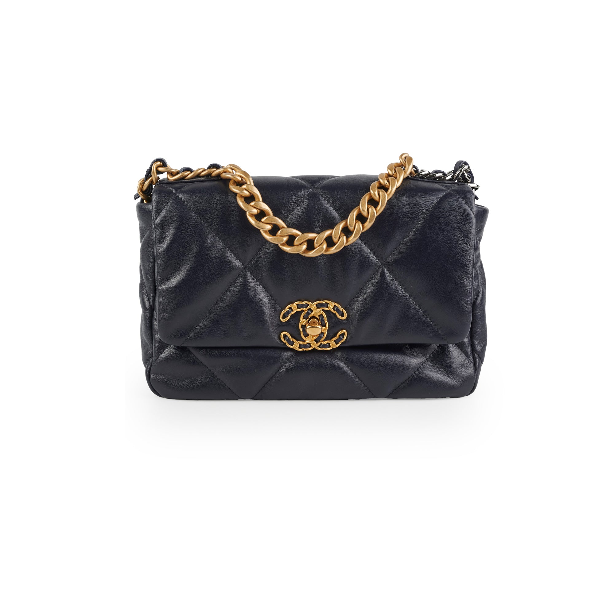 Chanel Small 19 Navy Blue Leather Shoulder Bag - Luxury Designer Handbag for Women | Perfect for Work, Travel & Evening Events