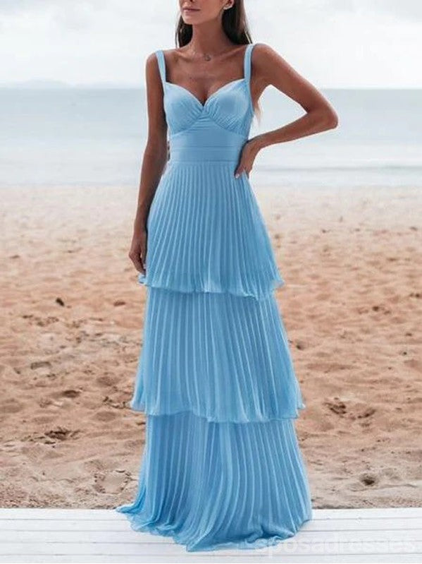 Elegant A-Line V-Neck Blue Maxi Long Party Prom Dress for Women - Perfect for Formal Events, Evening Gala & Special Occasions