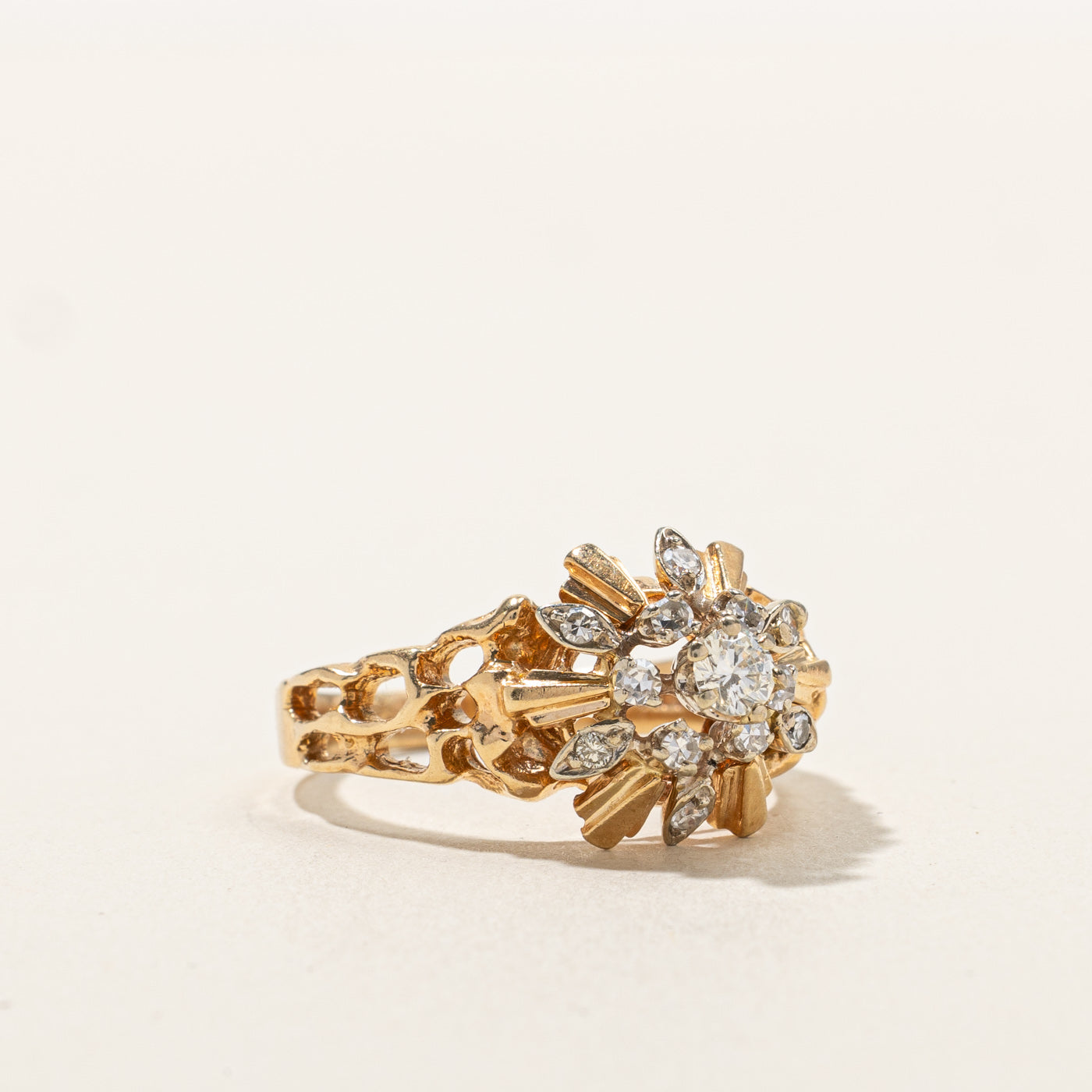 Elegant Diamond Cluster Cocktail Ring | 0.34ctw Round Cut Stones | Size 7.25 | Perfect for Evening Parties, Weddings & Special Occasions