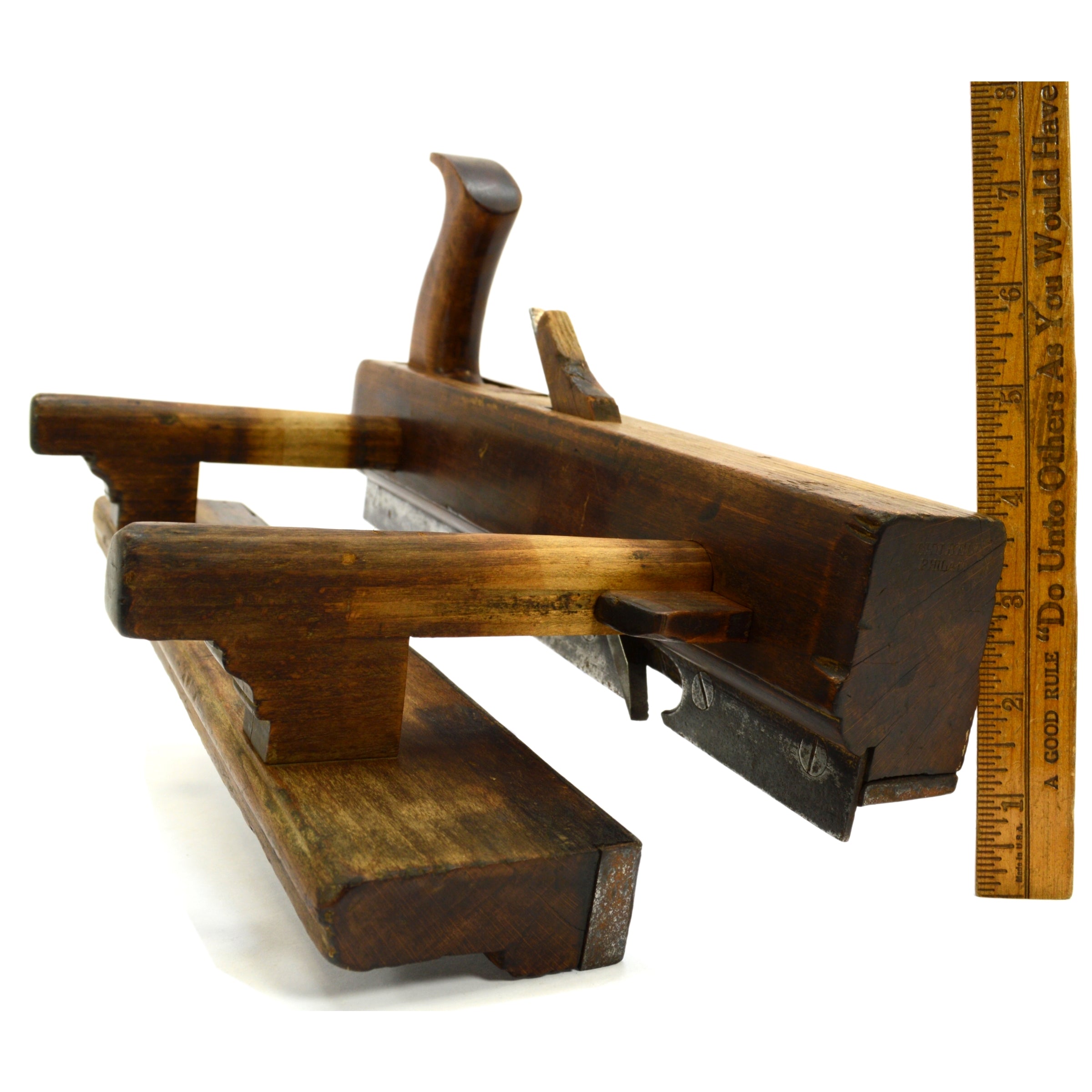 Antique John Bell Philad Wooden Combination Molding Plane - Rare Vintage Carpenter Tool for Woodworking & DIY Projects - Perfect for Cabinet Making, Furniture Restoration & Decorative Trim Work