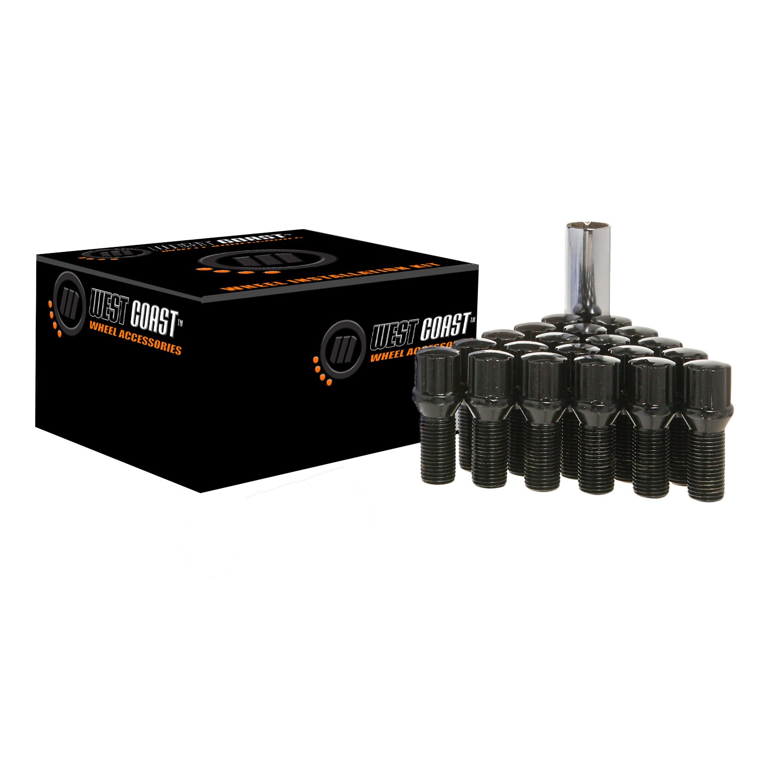 14x1.5 Black Conical Spline Lug Bolts Kit - 6 Lug Wheel Accessories for Trucks & SUVs