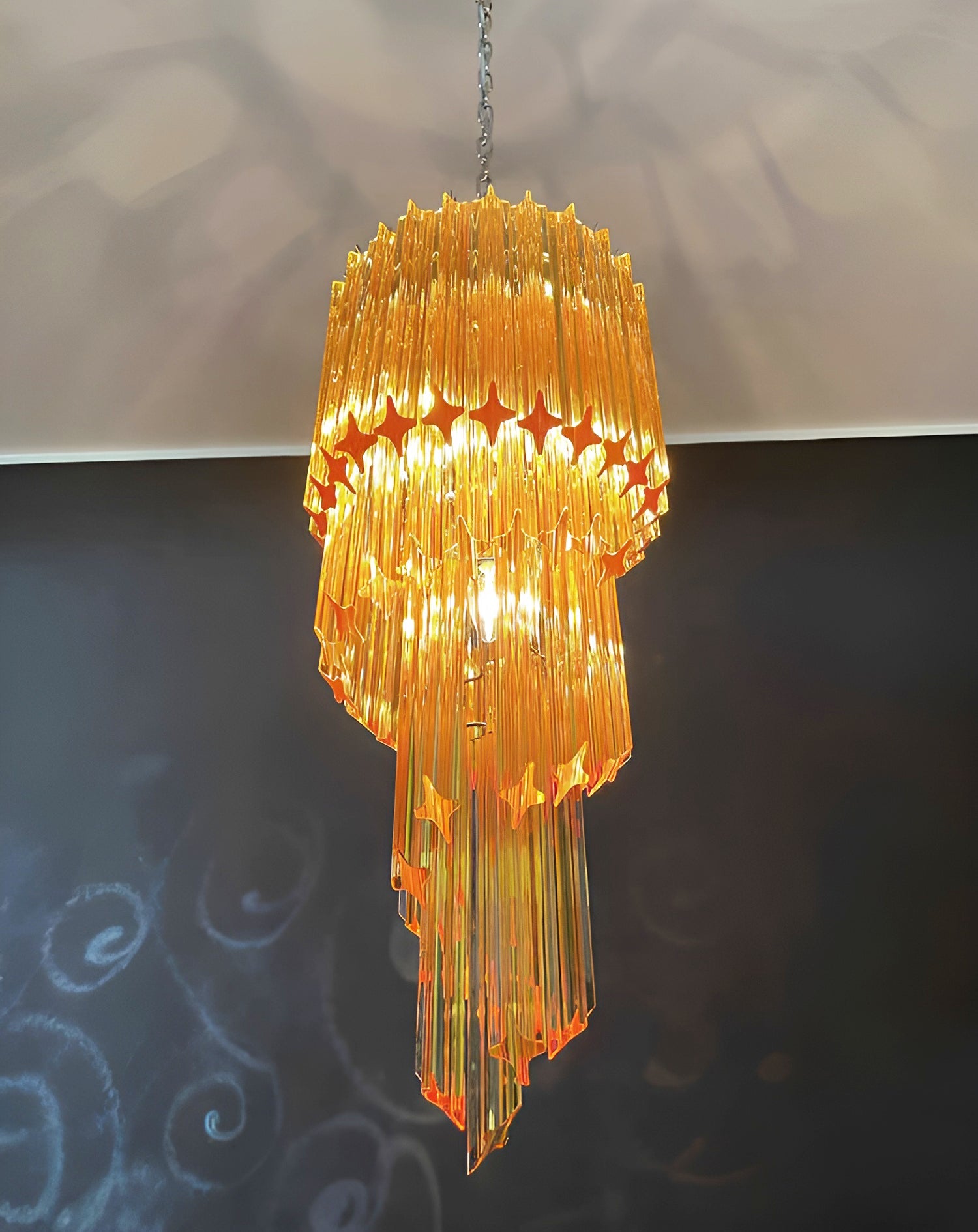 Murano Spiral Prism Glass Chandelier - Handcrafted Italian Crystal Ceiling Light Fixture for Dining Room, Living Room & Bedroom Decor