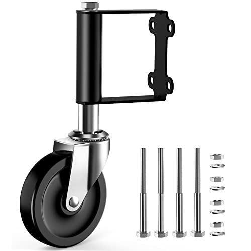 Heavy Duty 4-Inch Black Gate Wheels for Wooden & Metal Swing Gates - 220 Lbs Capacity Spring Loaded Caster Wheels Kit for Vinyl Fence & Outdoor Gates (Perfect for Driveway, Garden & Backyard Entry Gates)