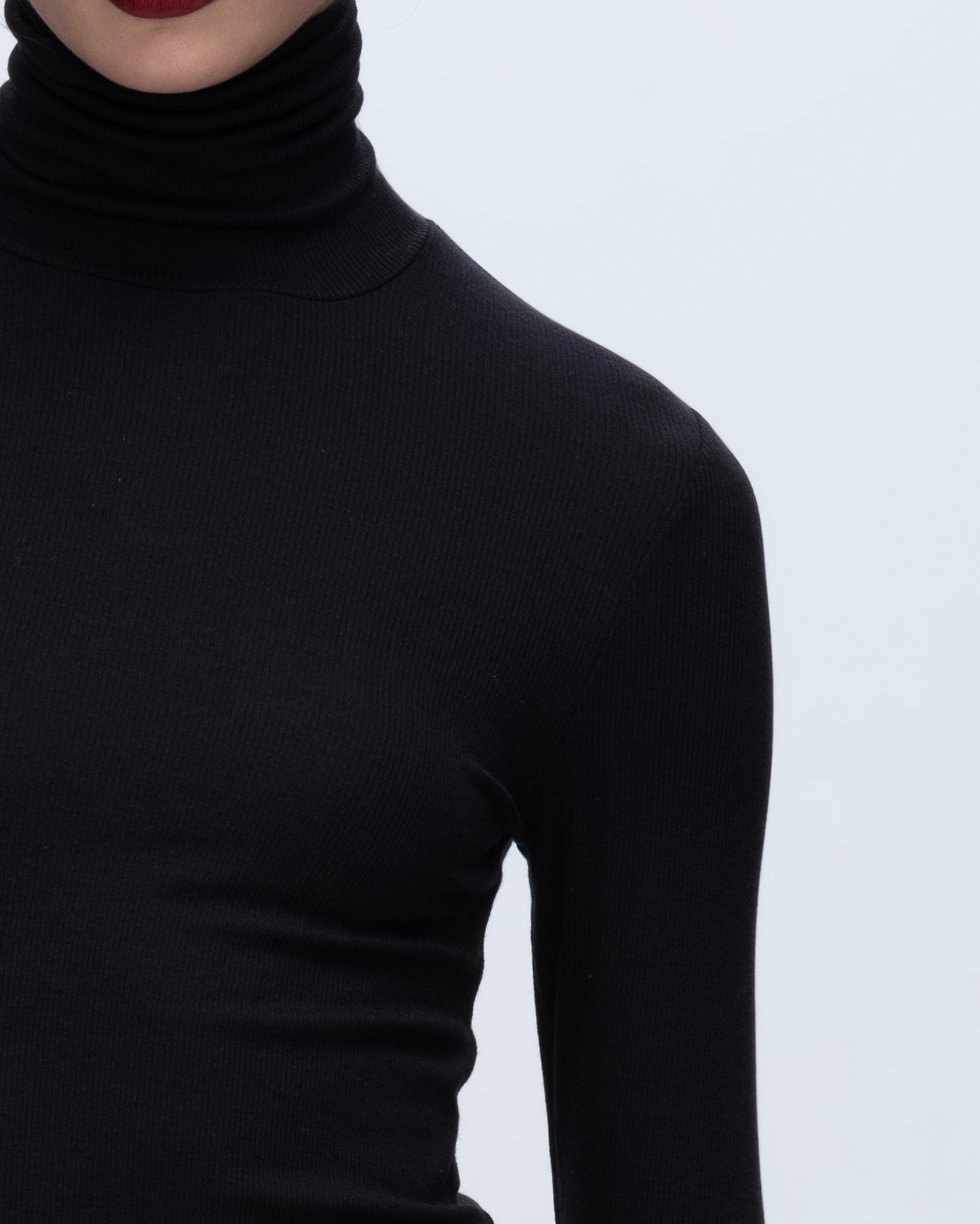 Women's Soft Modal Ribbed Turtleneck Sweater - Black | Warm Winter Layering Top for Casual & Office Wear