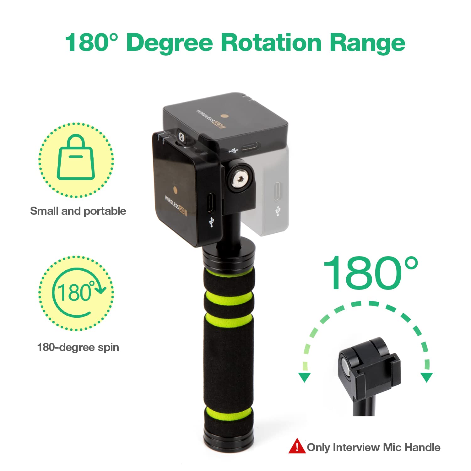SUNMON Wireless Microphone Handle Adapter for RODE Wireless Go & Go 2 - Compatible with Interviews, Hosting, Live Streaming, YouTube Videos & Podcasting