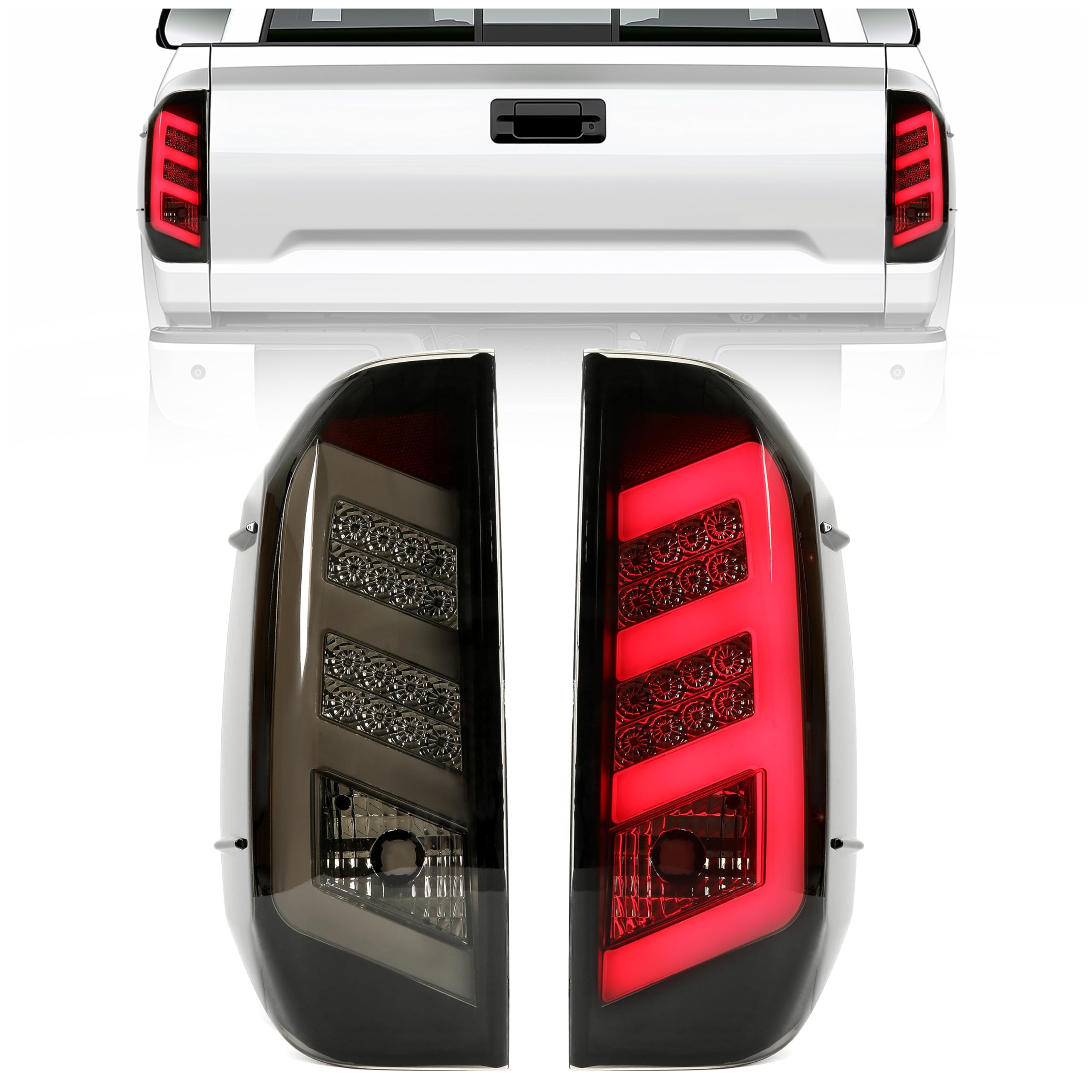 HECASA LED Tail Lights for 2014-2021 Toyota Tundra - Black Smoke Brake Rear Lamps Pair Replacement (Fits TO2800193, TO2801193) | Enhanced Visibility & Style for Night Driving & Off-Road Adventures