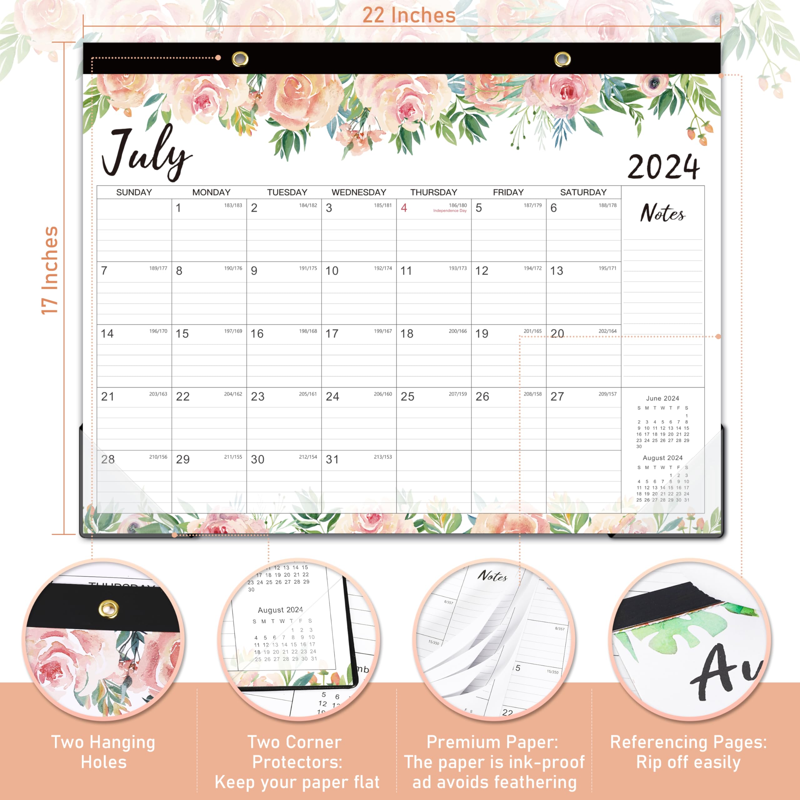 2024-2025 18-Month Large Desk Calendar | July 2024 - December 2025 | 22