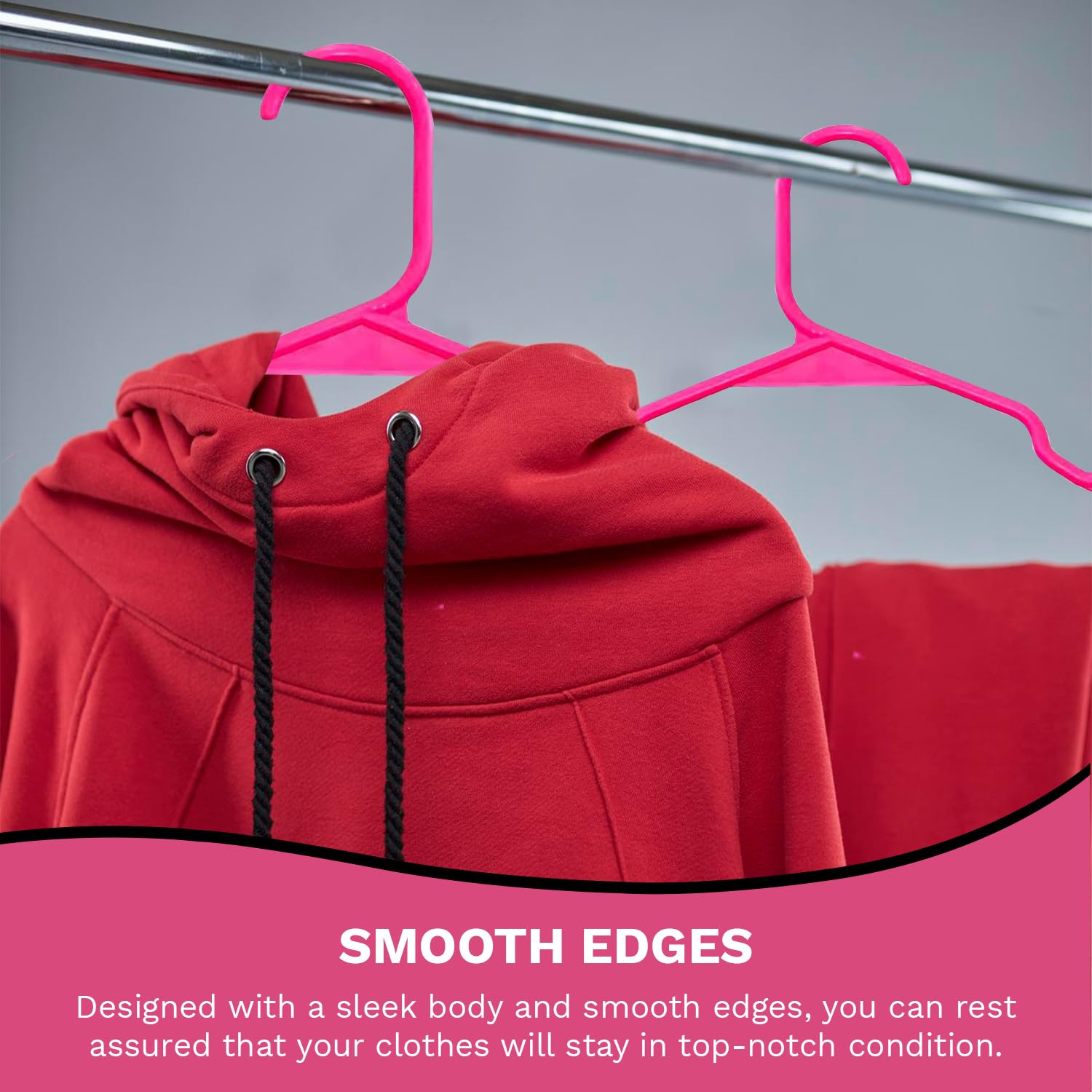 Space Saving Heavy Duty Plastic Clothes Hangers - 25 Pack Pink Wardrobe Organizers for Shirts, Jeans, Jackets & Coats | Perfect for Closet Organization, Laundry Room & Travel Packing