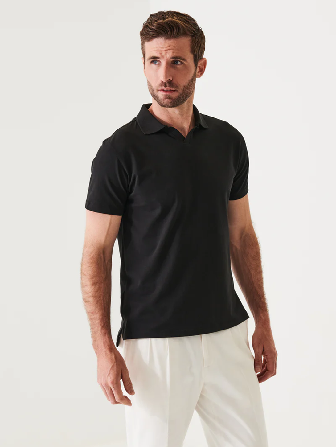 Stylish Iconic Open Polo Shirt for Men - Classic Black Cotton Casual Wear - Perfect for Office, Golf & Summer Outings