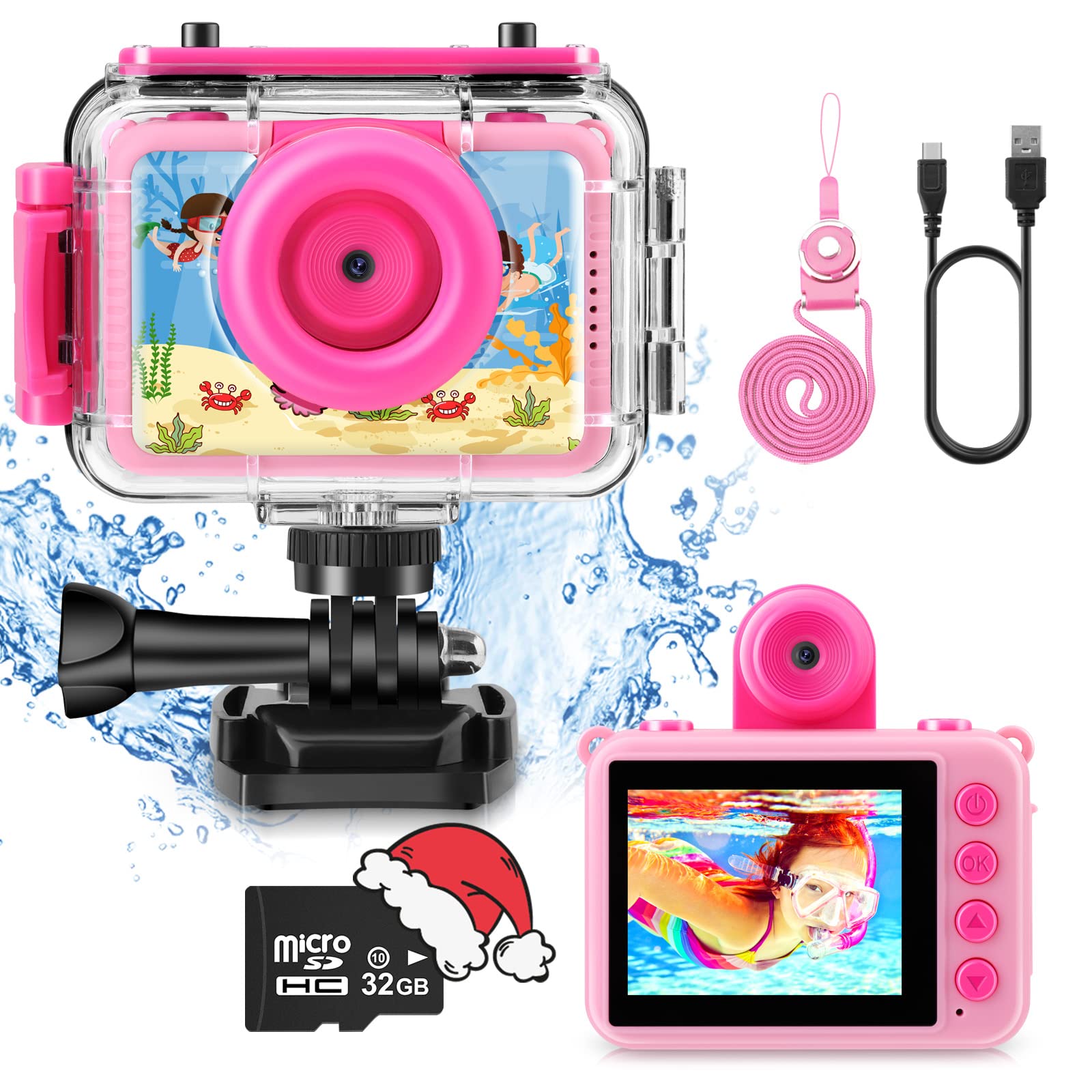 Waterproof Kids Camera for 3-8 Year Old Boys & Girls - Underwater Digital Action Camera Toy - Perfect Christmas & Birthday Gift for Toddlers - Great for Pool, Beach & Outdoor Adventures