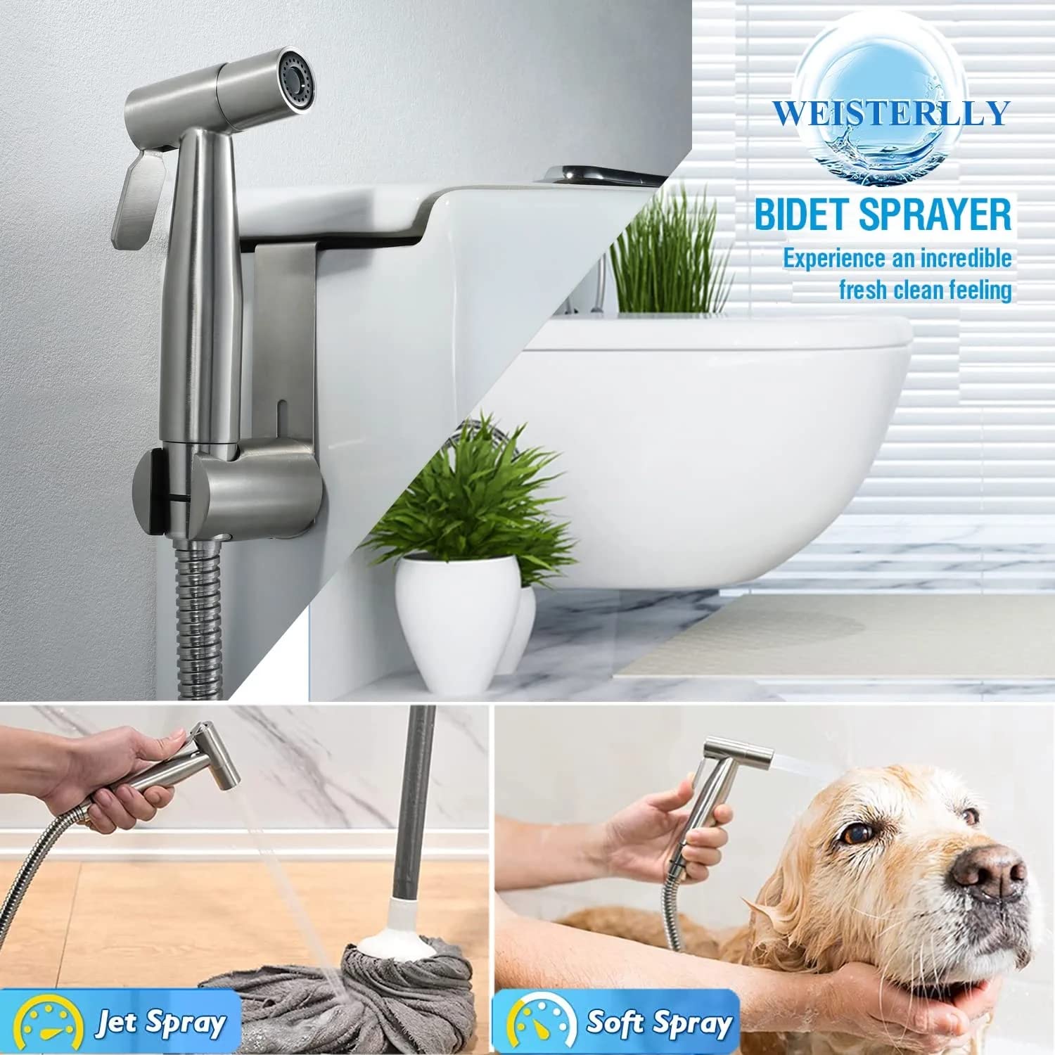 Handheld Bidet Sprayer for Toilet - Stainless Steel Cloth Diaper Sprayer Kit with Easy Installation | Perfect for Self Cleaning, Baby Care & Bathroom Hygiene