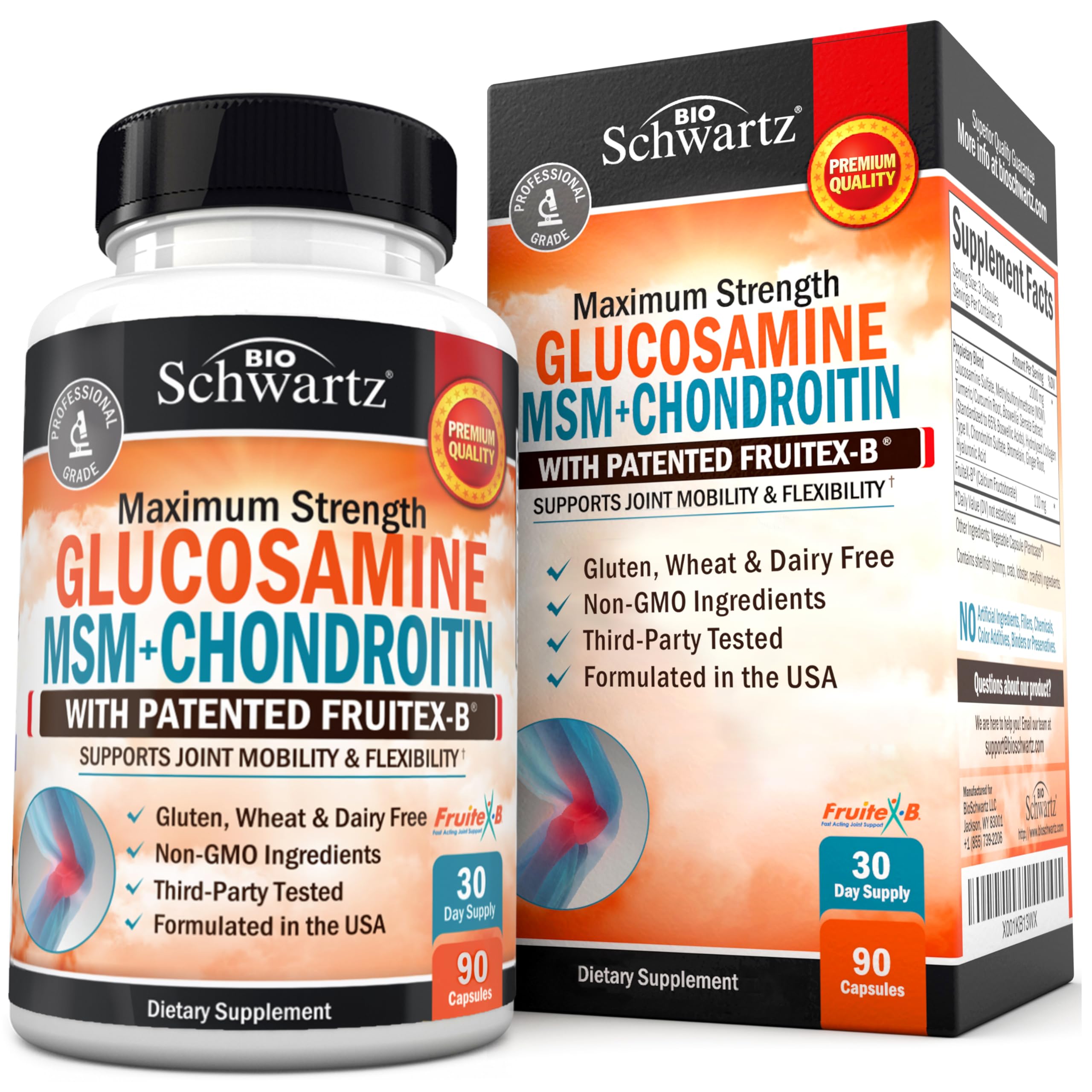 Glucosamine Chondroitin MSM Joint Support Supplement with Collagen Peptides, Turmeric & Hyaluronic Acid - 90 Capsules - FSA/HSA Approved, Gluten Free, Non-GMO - Supports Mobility & Comfort for Active Lifestyles, Athletes & Aging Adults