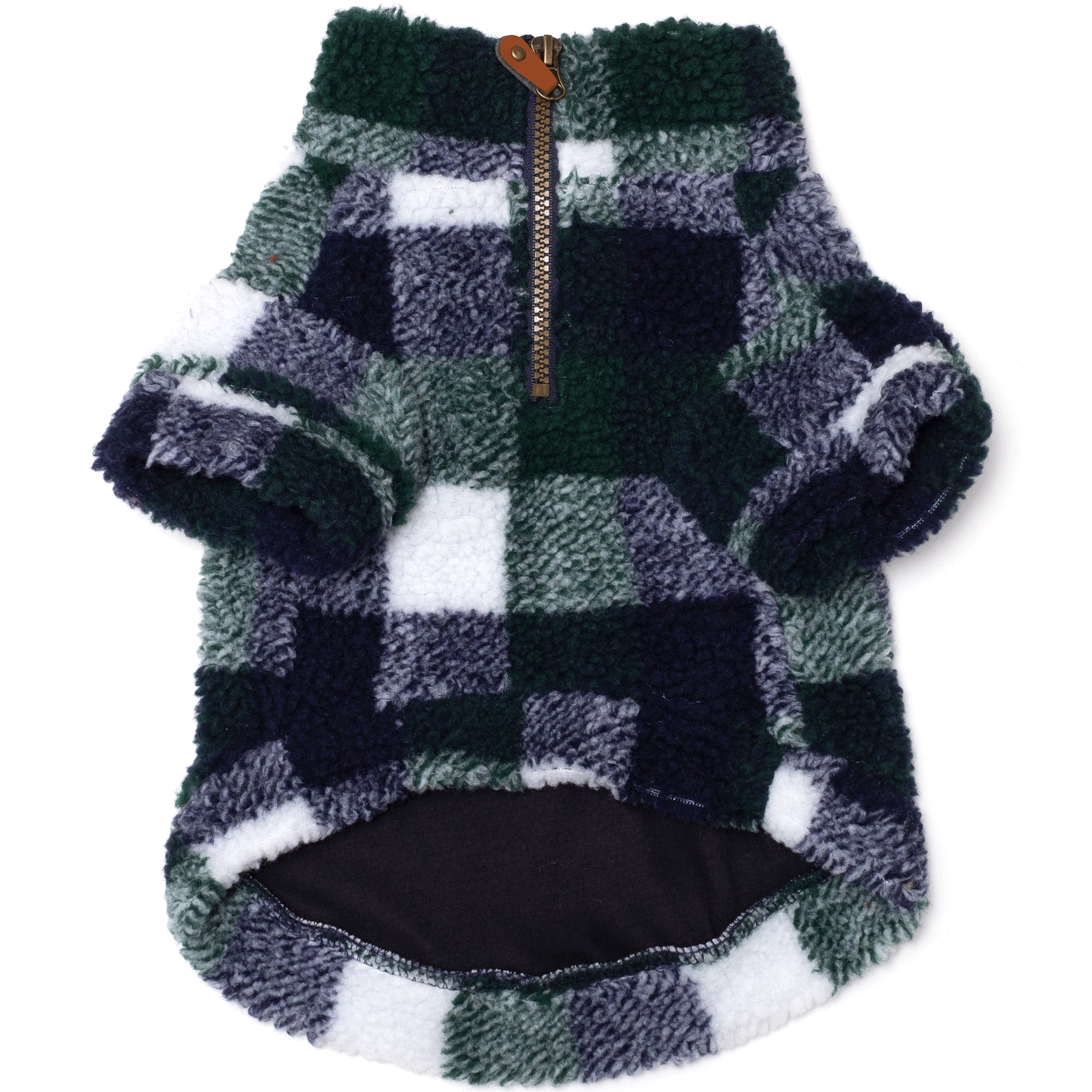 The Worthy Dog Green & Navy Quarter Zip Pullover - Stylish & Comfortable Dog Sweater for Small & Medium Breeds - Perfect for Outdoor Walks & Winter Adventures